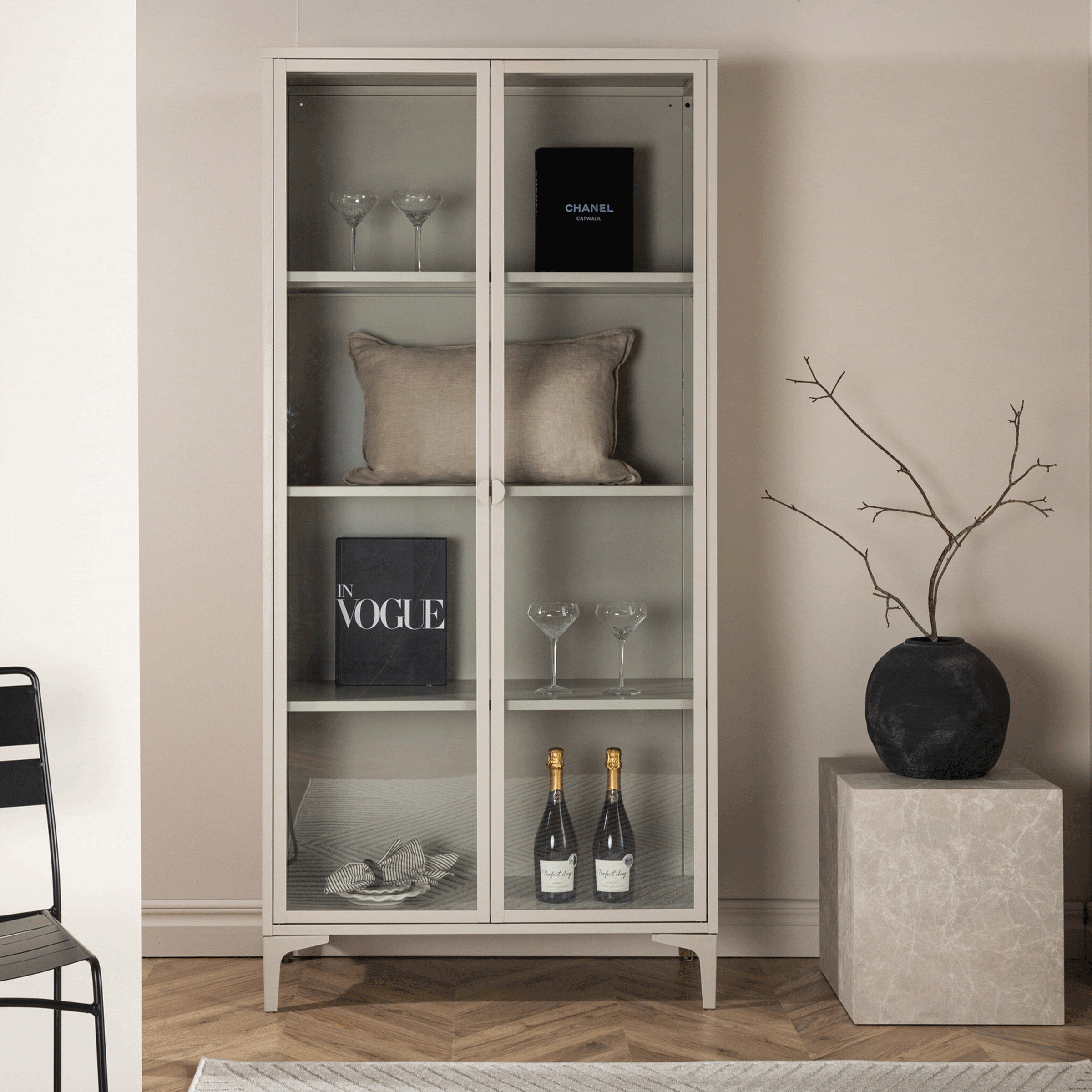 Nohr Vitrinekast Danyella 190 x 90cm - Beige