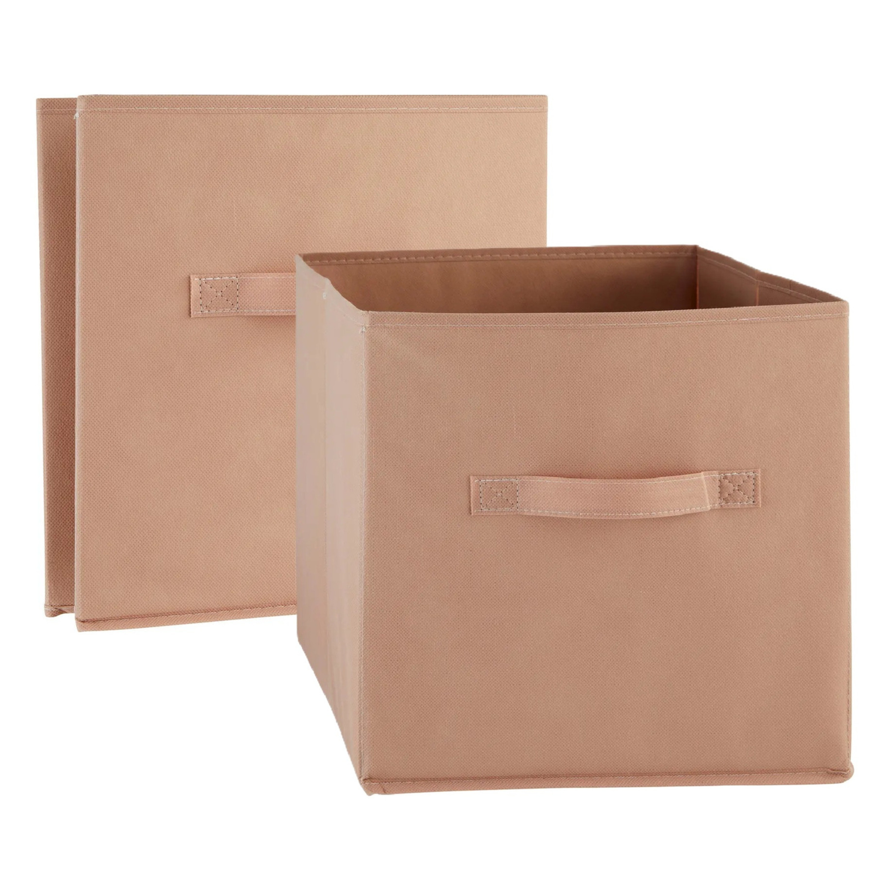 5five Opbergmand/kastmand Square Box - 2x - karton/kunststof - 29 liter - terra - 31 x 31 x 31 cm -