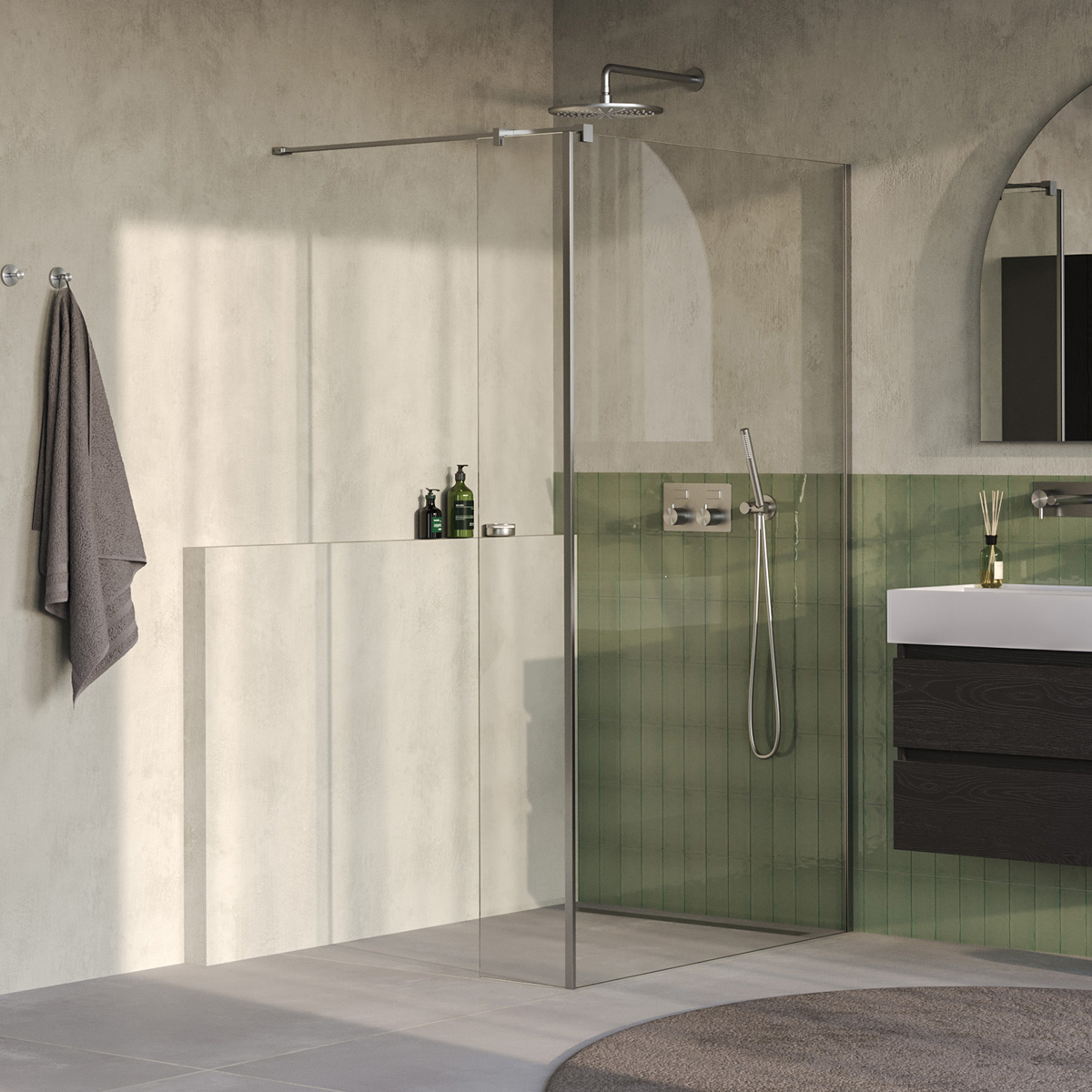 Brauer Oblivion inloopdouche helder glas 120cm met 40cm zijwand RVS geborsteld PVD