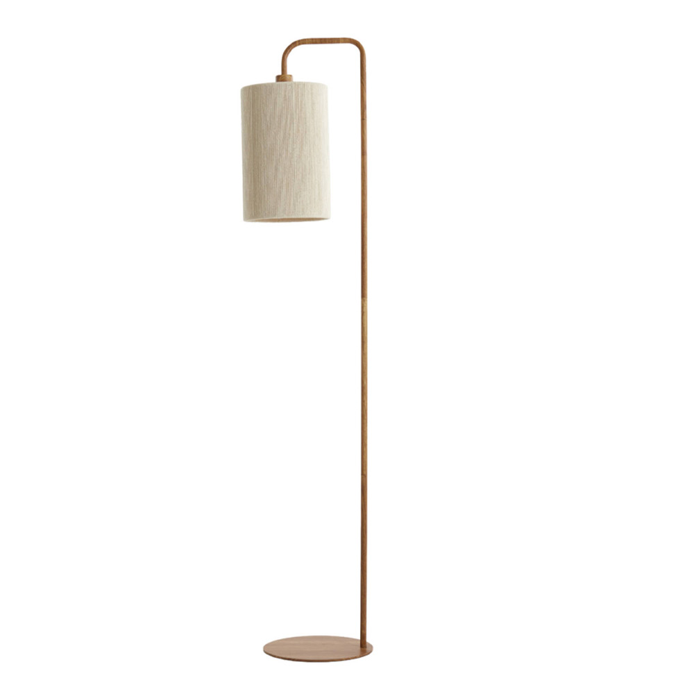 Countrylifestyle Vloerlamp Donio hout print naturel + touw creme