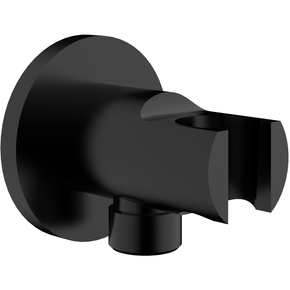 Wiesbaden Wandaansluitbocht met Handdouchehouder - Rond - 1/2 Inch - Mat Zwart