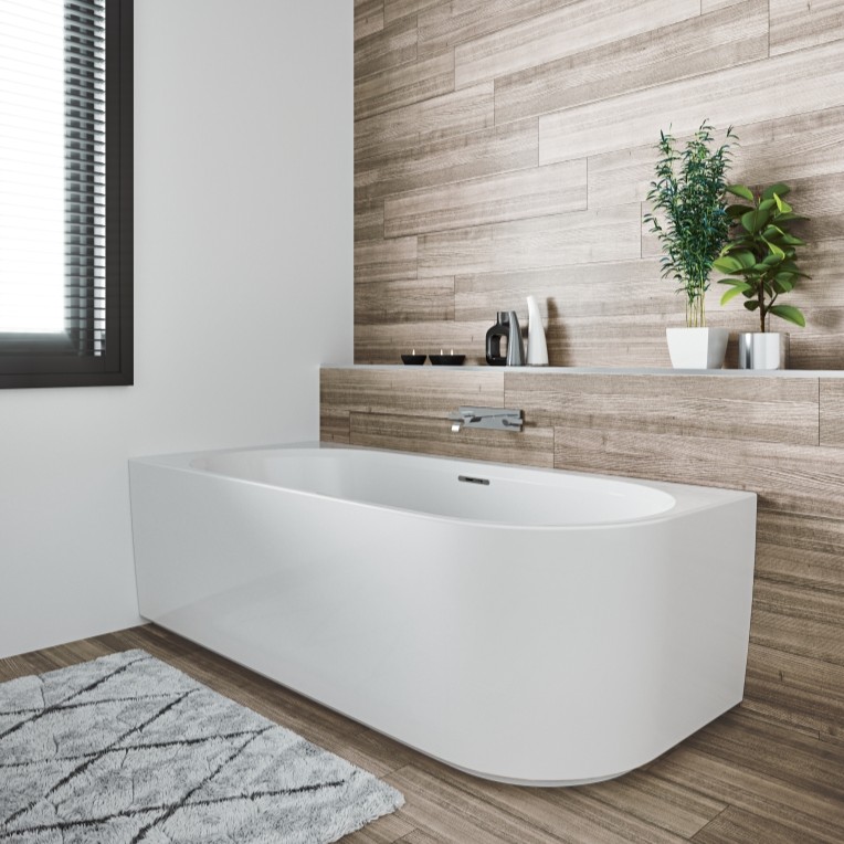Riho Desire half vrijstaand bubbelbad sparkle mood links 180x84cm wit glans