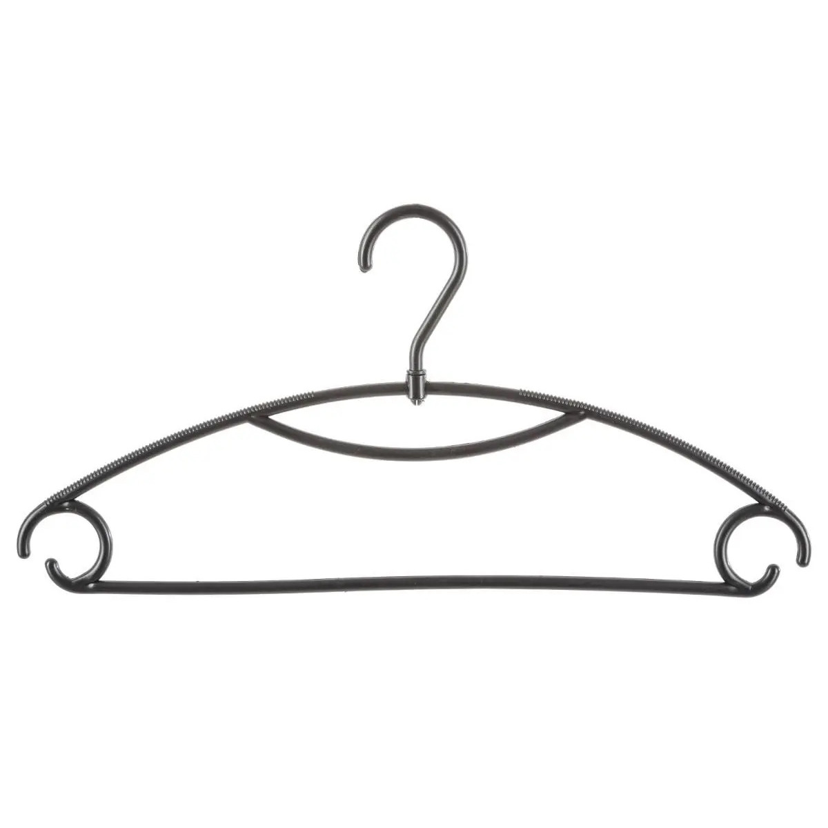 5five Kledinghangers - 8x stuks - geribbeld kunststof - zwart - x 20 cm -