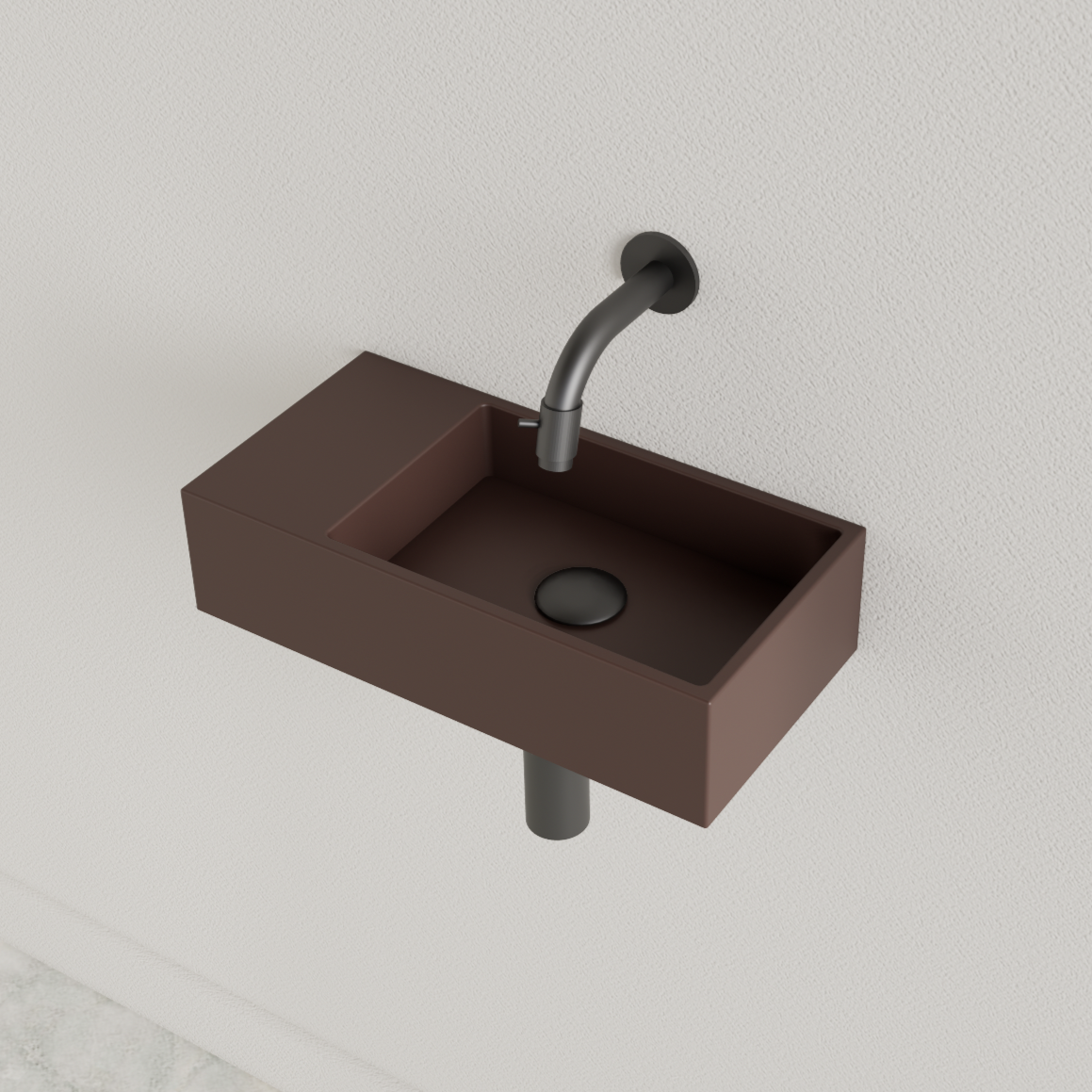 SaniGoods Nano fontein links choco bruin zonder kraangat 36x18cm