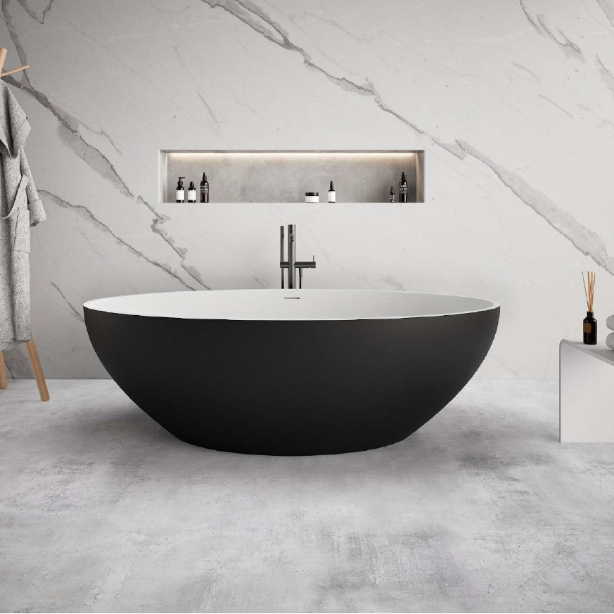 Ideavit Ligbad Vrijstaand  Solidellipse 180x88x55 cm Solid Surface Mat Zwart 