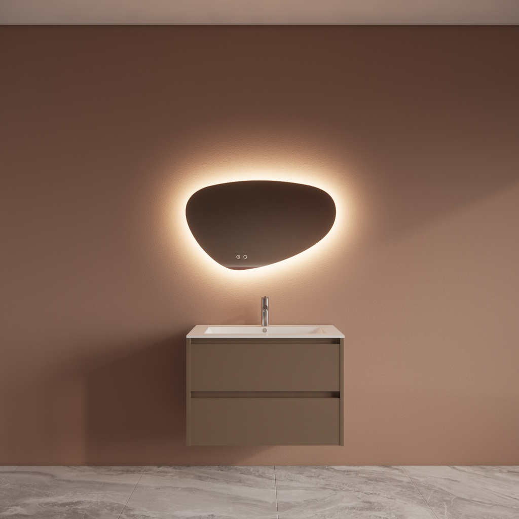 Boss & Wessing Badmeubelset BWS Riga Met Asia Wastafel Wit 80 cm Latte 