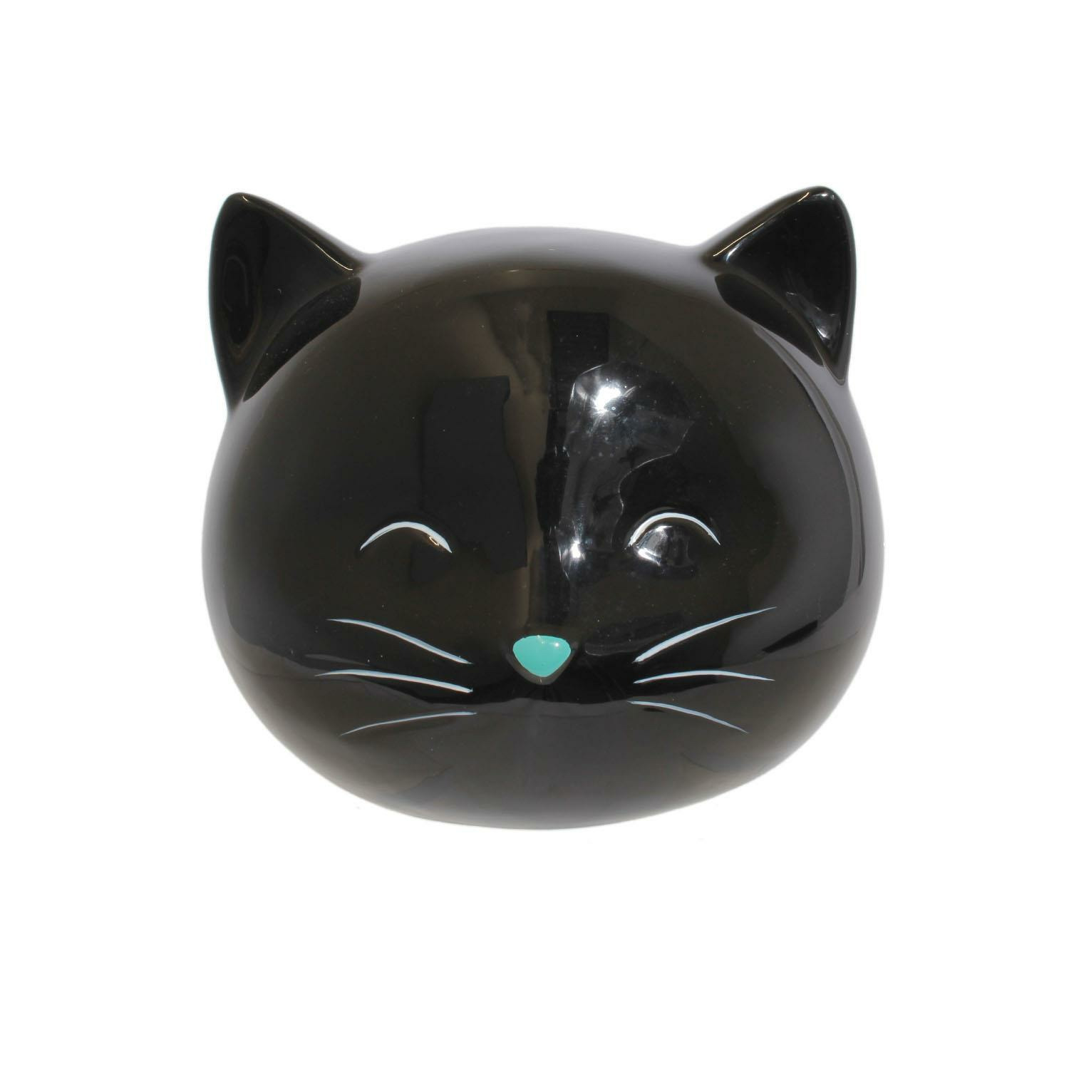 Home Deco Factory Dieren spaarpot voor kind/volwassenen katje/poes - Keramiek - zwart - 13 x 11 cm -