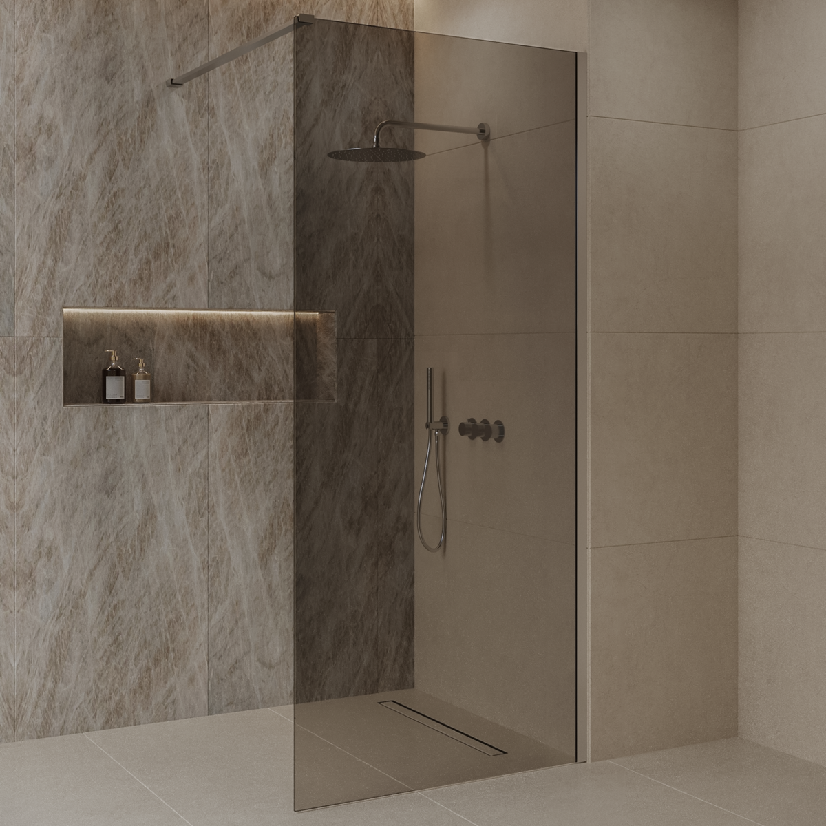Best Design Dalis inloopdouche 120cm RVS met mokka glas