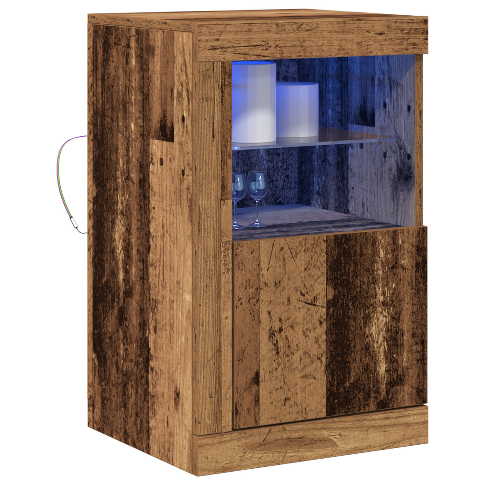 vidaXL Zijkasten met LED-verlichting 2 stuks Oud Hout 41x37x67 cm