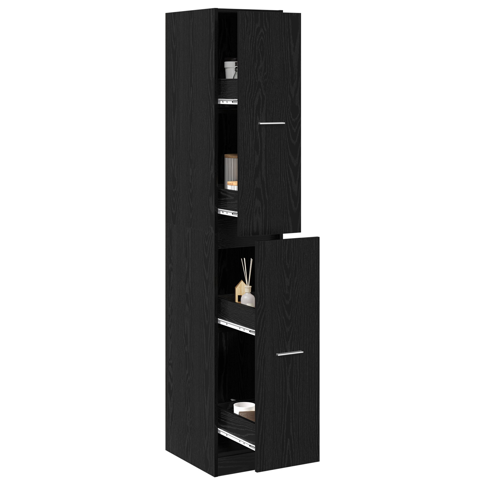 vidaXL Apothekerskast Zwart Eiken 30x41x174,5 cm Spaanplaat