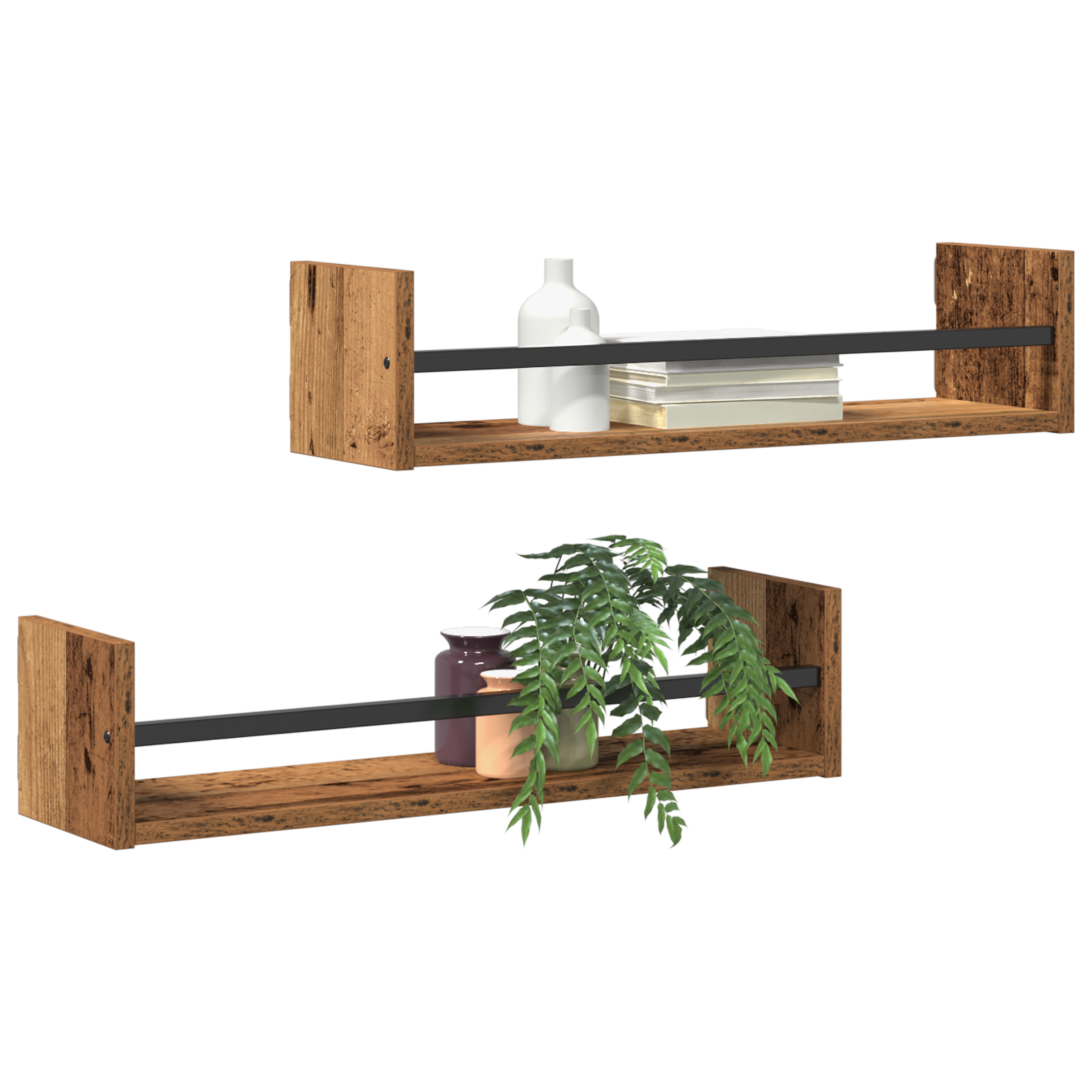 vidaXL Wandplanken 2 stuks Oud Hout 60x16x14 cm Engineered Wood