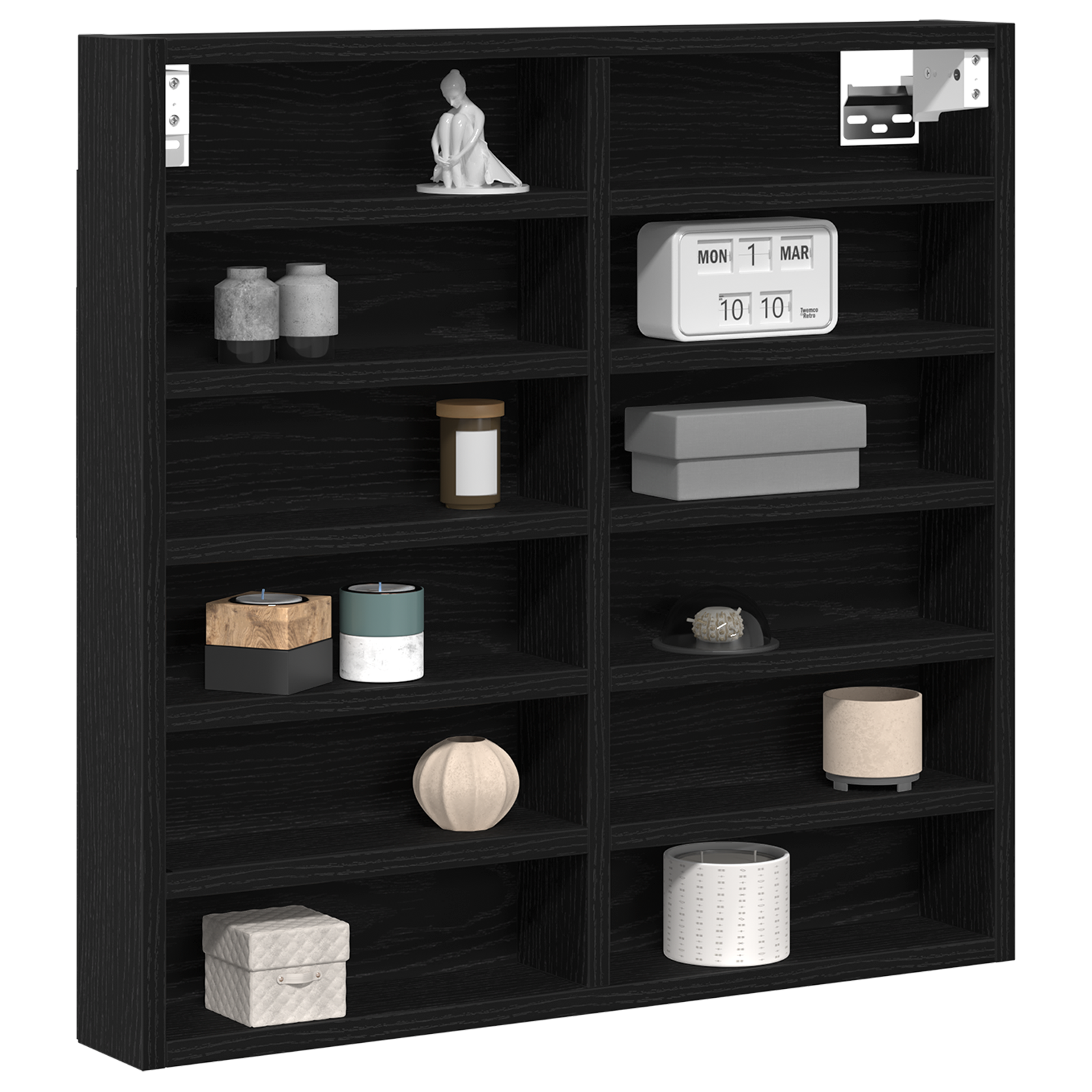 vidaXL Vitrinekast 60x8,5x58 cm bewerkt hout zwart eikenkleurig