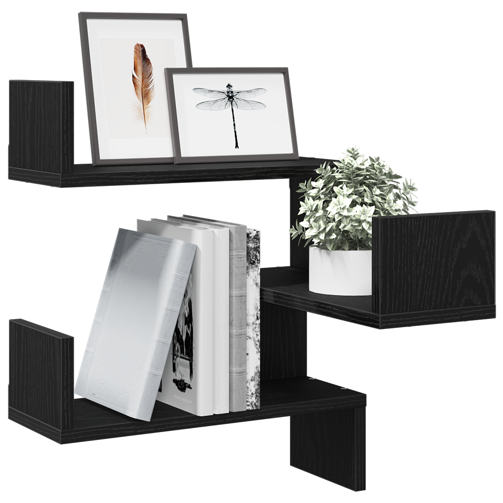 vidaXL Wandschappen 2 st 40x40x49,5 cm bewerkt hout zwart eikenkleurig