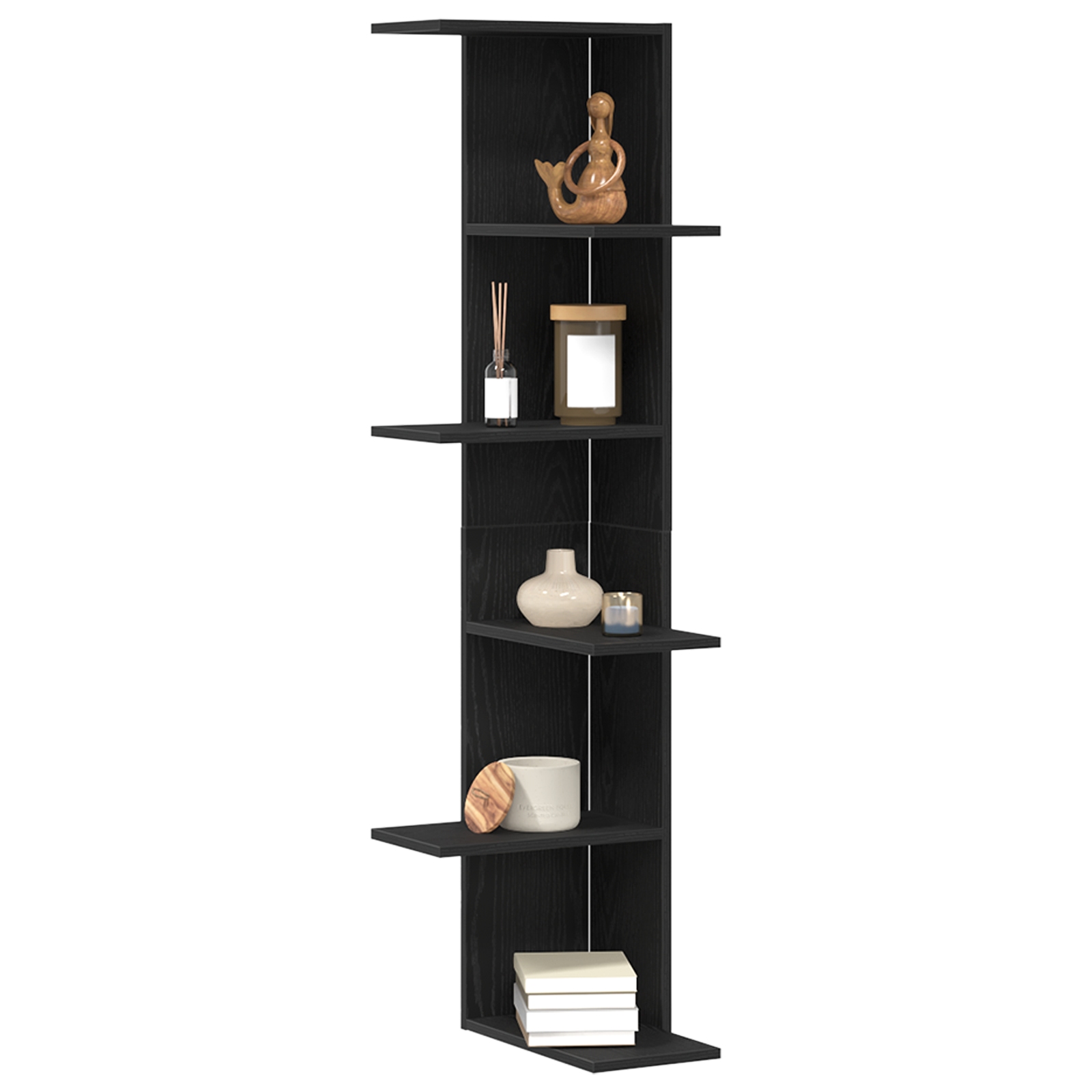 vidaXL Hoekwandschap 36,5x36,5x140 cm bewerkt hout zwart eikenkleurig