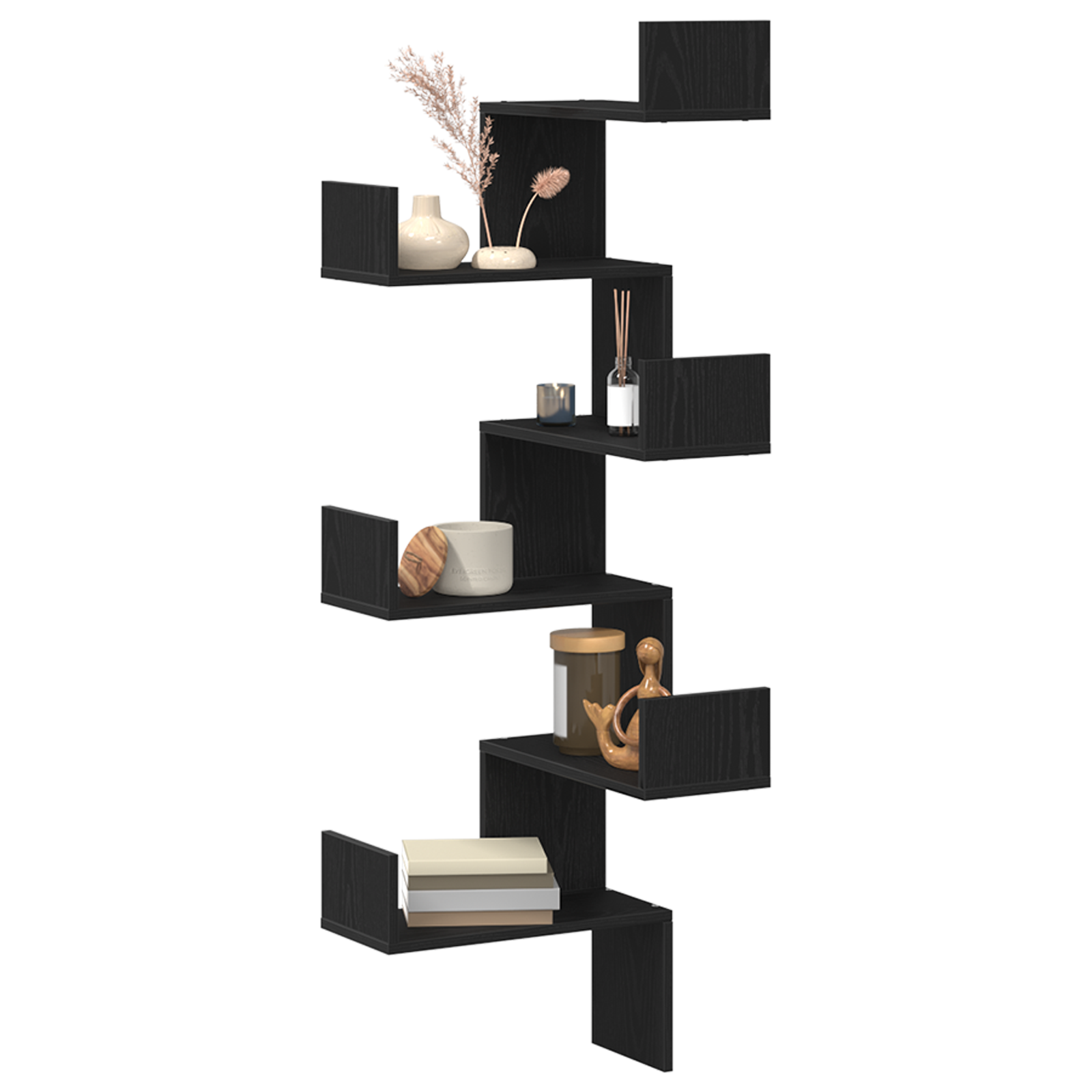vidaXL Hoekwandschap 45x45x147 cm bewerkt hout zwart eikenkleurig