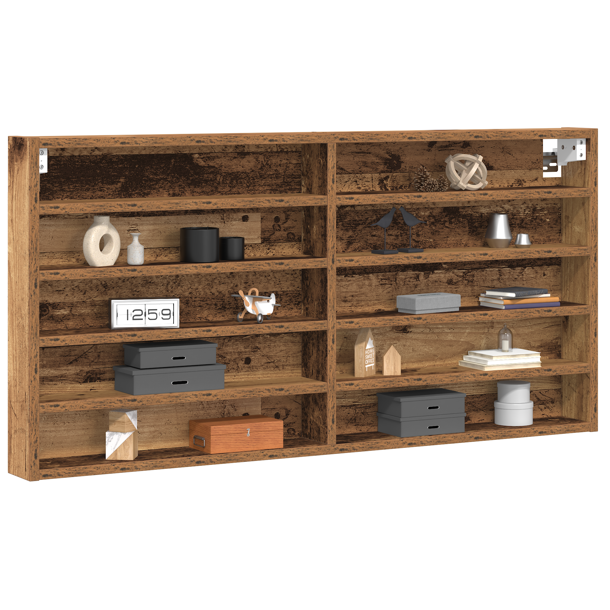 vidaXL Vitrinekast wandgemonteerd bewerkt hout oud houtkleurig