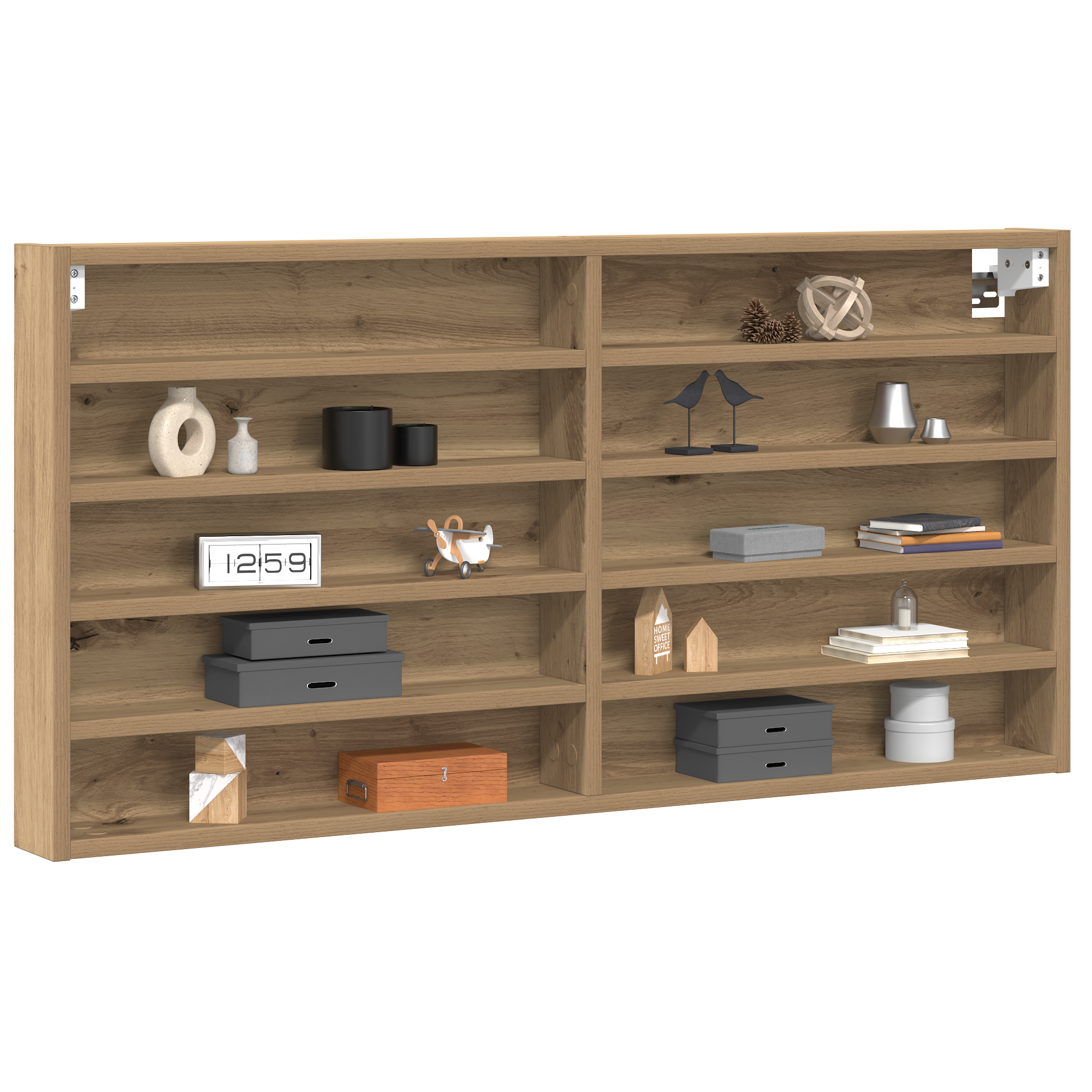 vidaXL Vitrinekast wandgemonteerd bewerkt hout artisanaal eiken