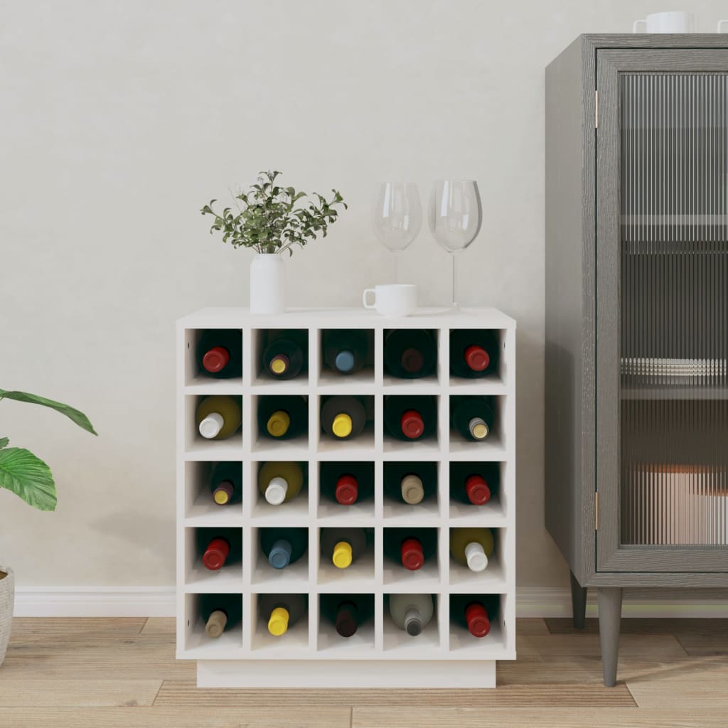 vidaXL Wijnkast 55,5x34x61 cm massief grenenhout wit