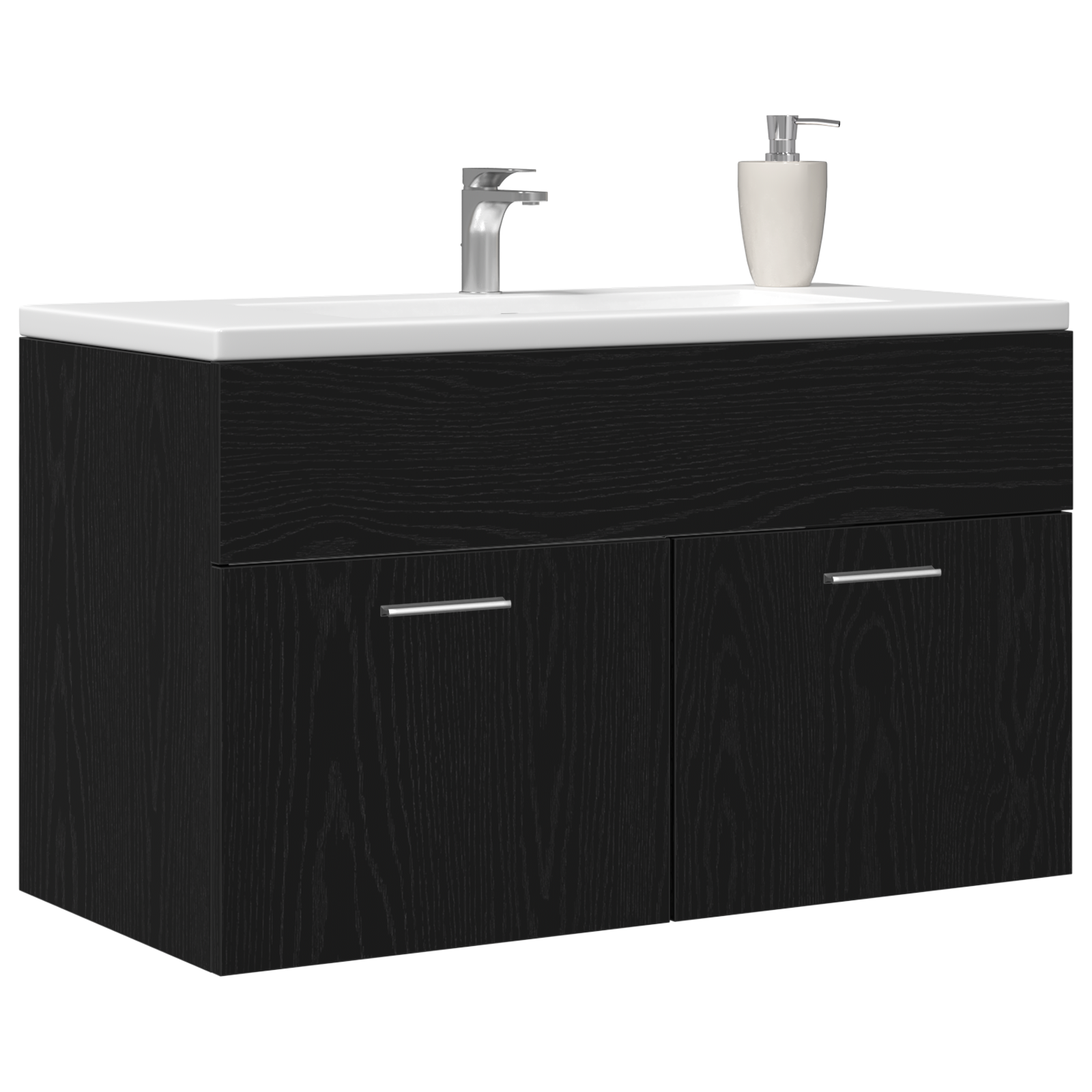 vidaXL Wastafelkast 90x38,5x46 cm bewerkt hout zwart eikenkleurig