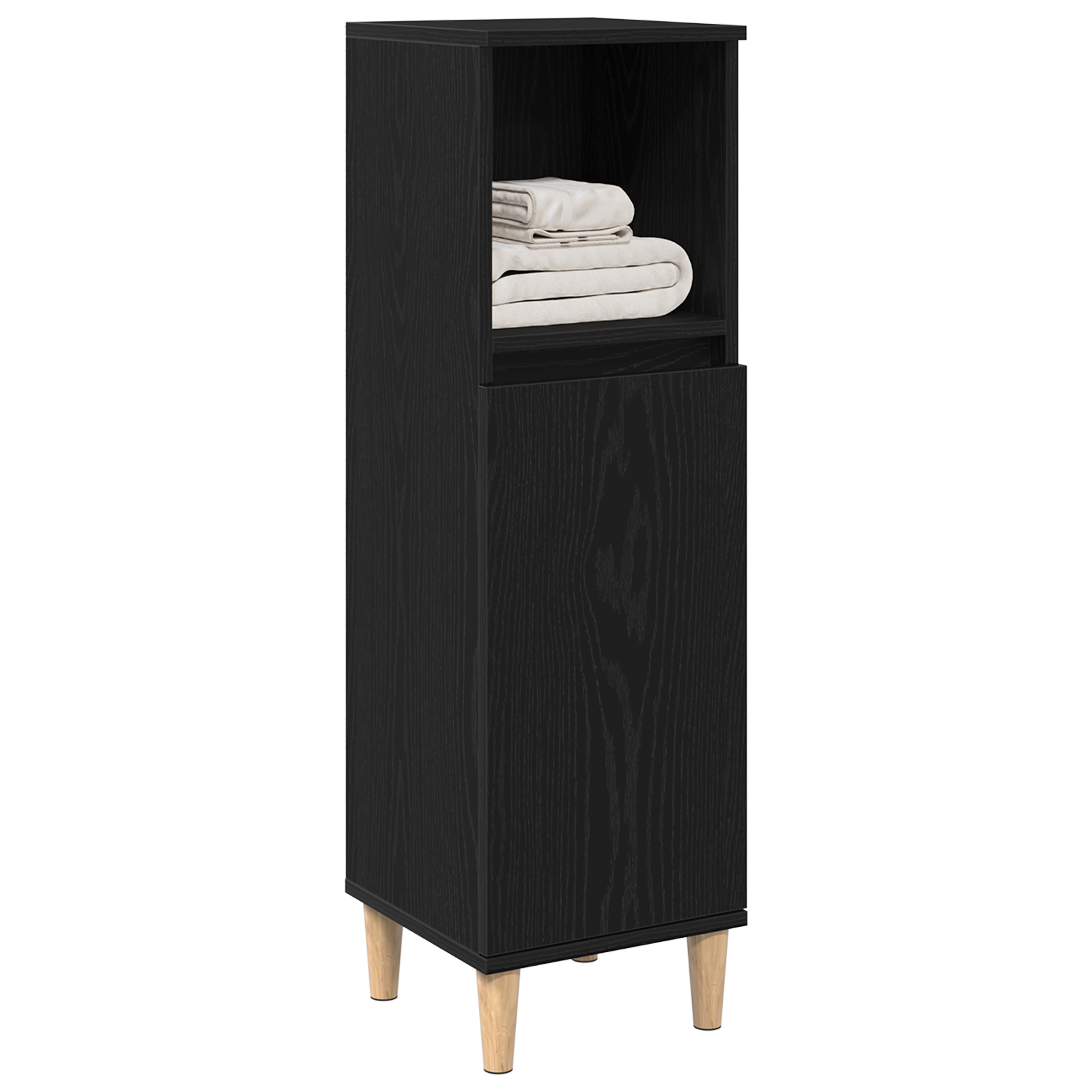 vidaXL Badkamerkast 30x30x100 cm bewerkt hout zwart eikenkleurig