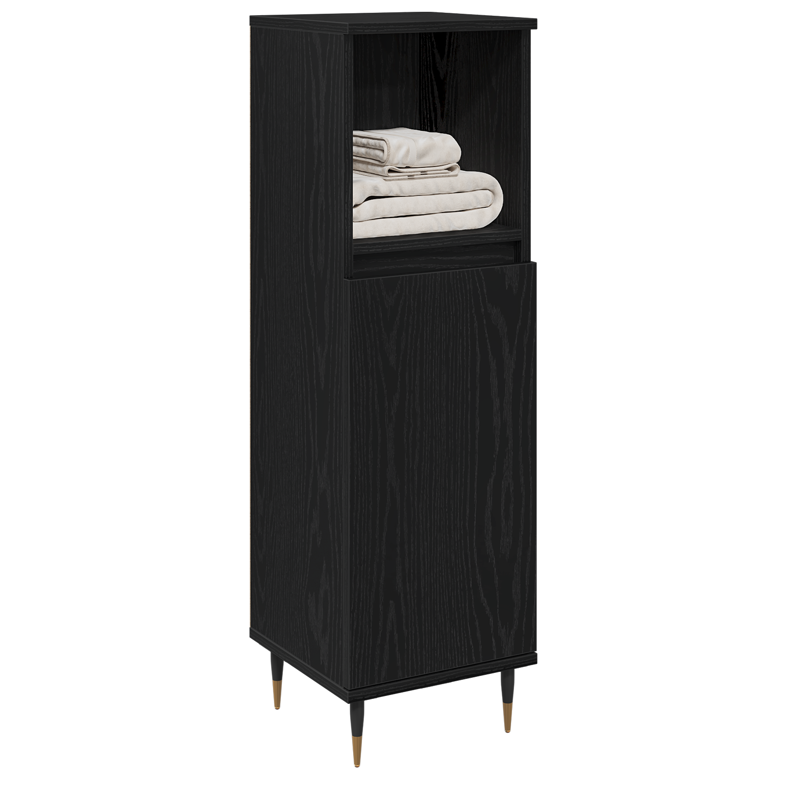 vidaXL Badkamerkast 30x30x100 cm bewerkt hout zwart eikenkleurig