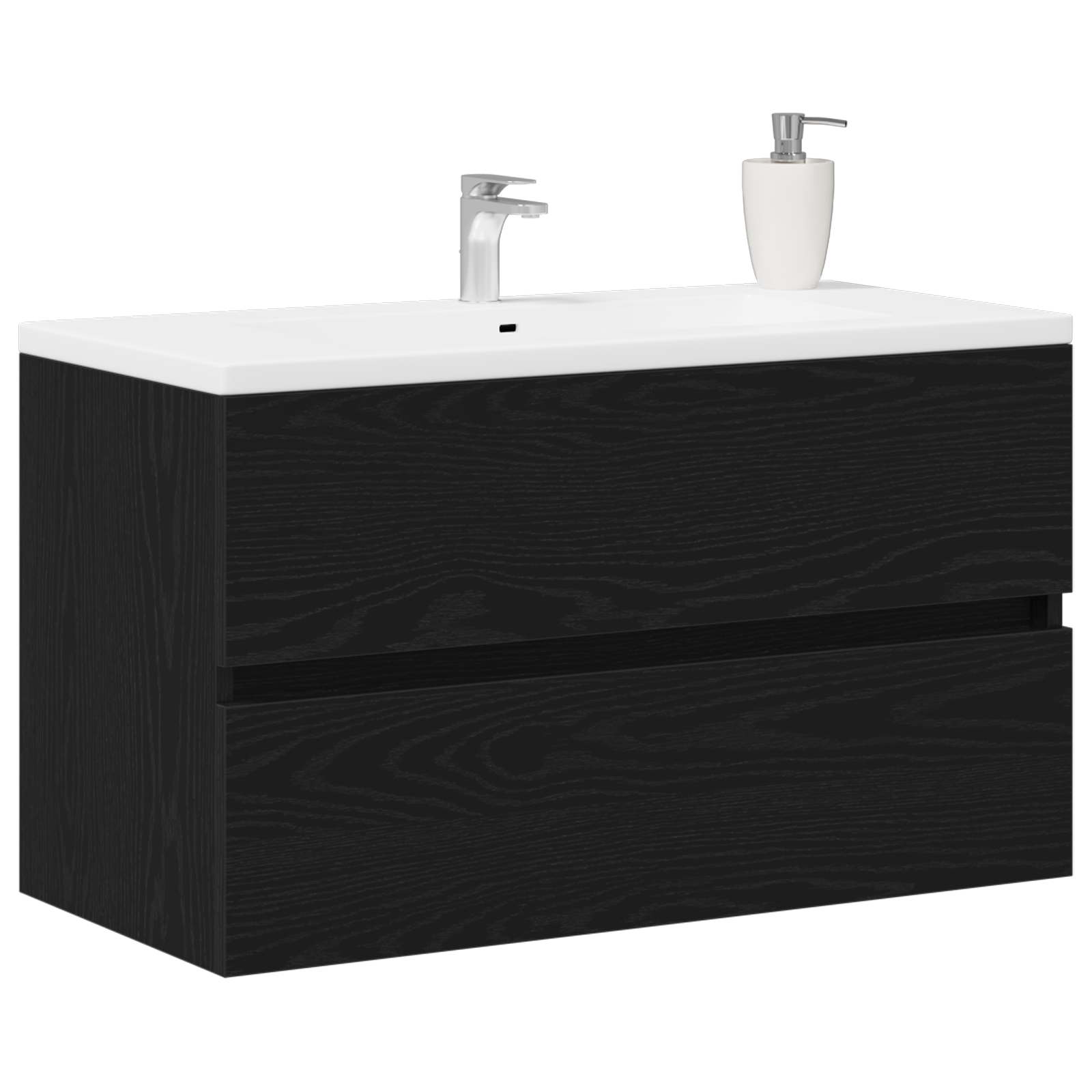 vidaXL Waskast Zwart Eiken 80x38,5x45 cm Bewerkt Hout