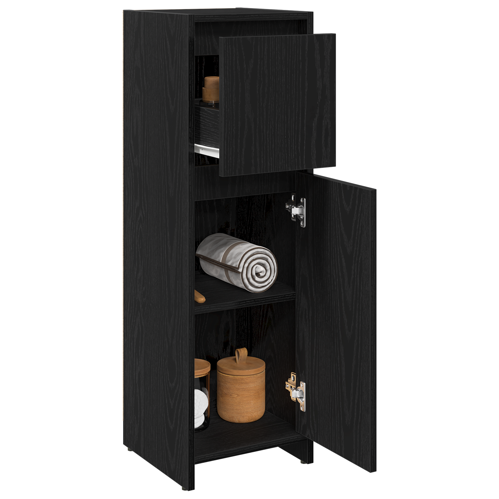 vidaXL Badkamerkastl 30x30x95 cm bewerkt hout zwart eikenkleurig
