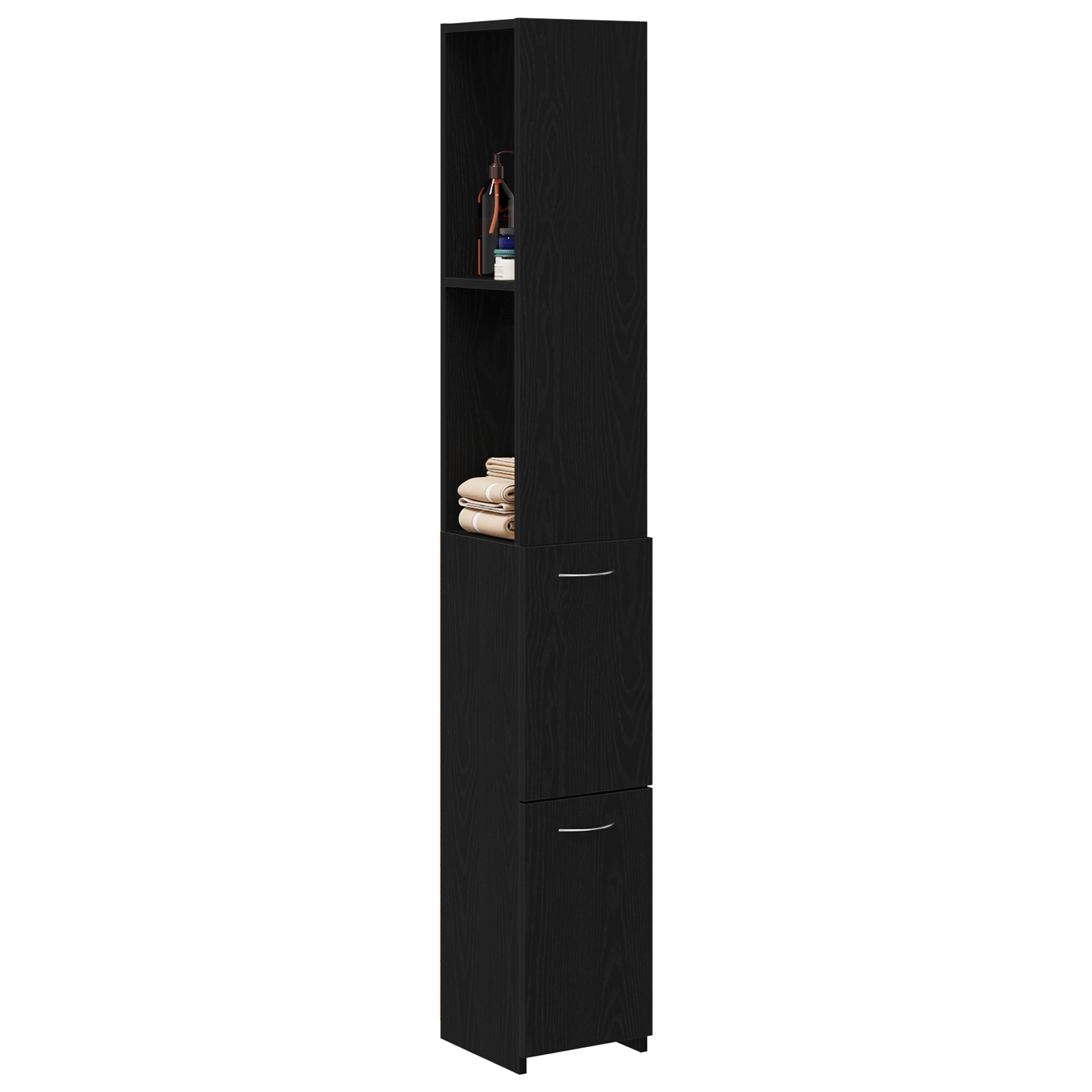 vidaXL Badkamerkast Zwart Eiken 25x25x170 cm Gelaagd Hout