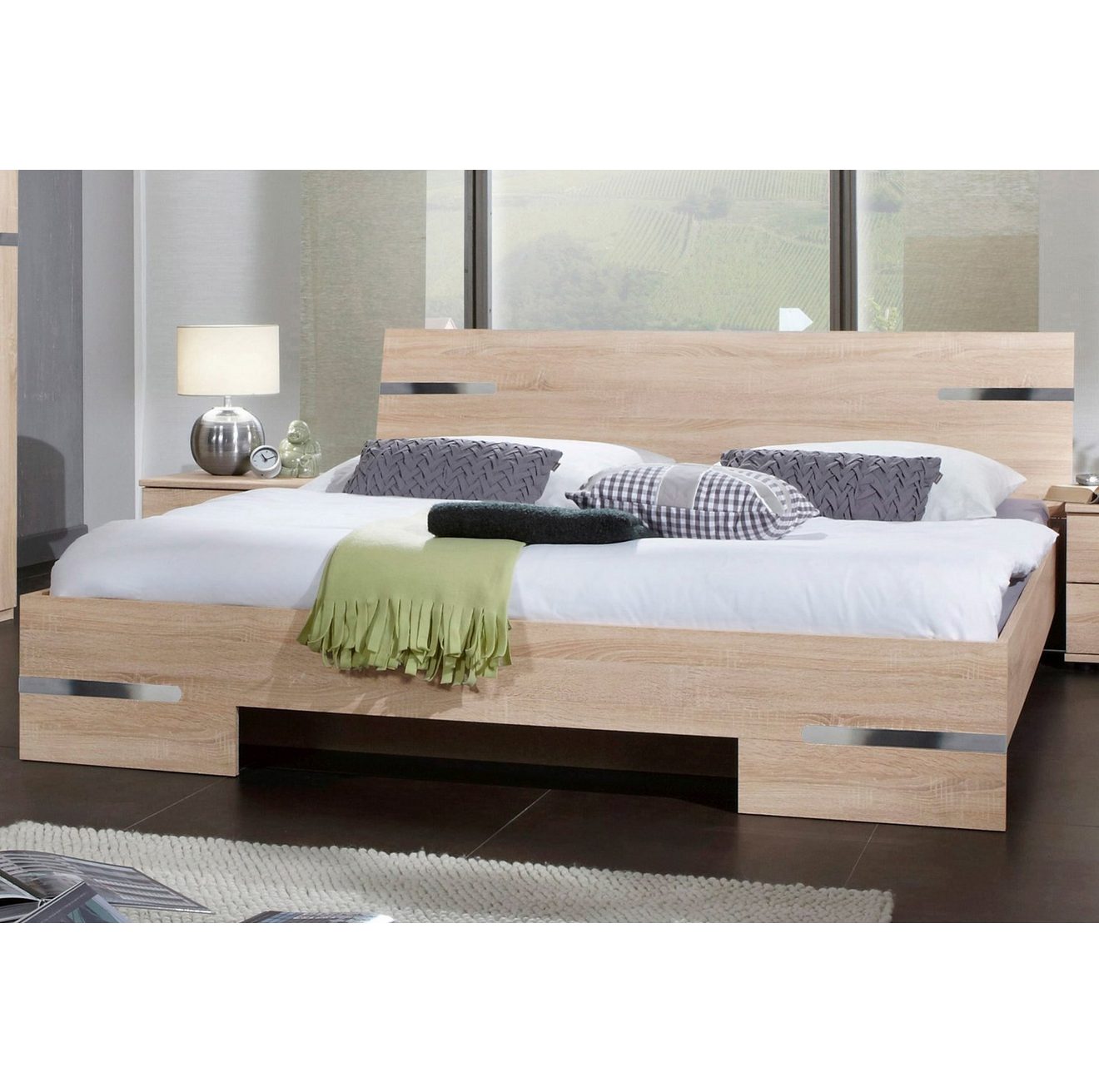 Wimex Futonbed Anna, Bed Made in Germany met chroomkleurige details in hoofd- en voetdeel, 3 breedtes om uit te kiezen