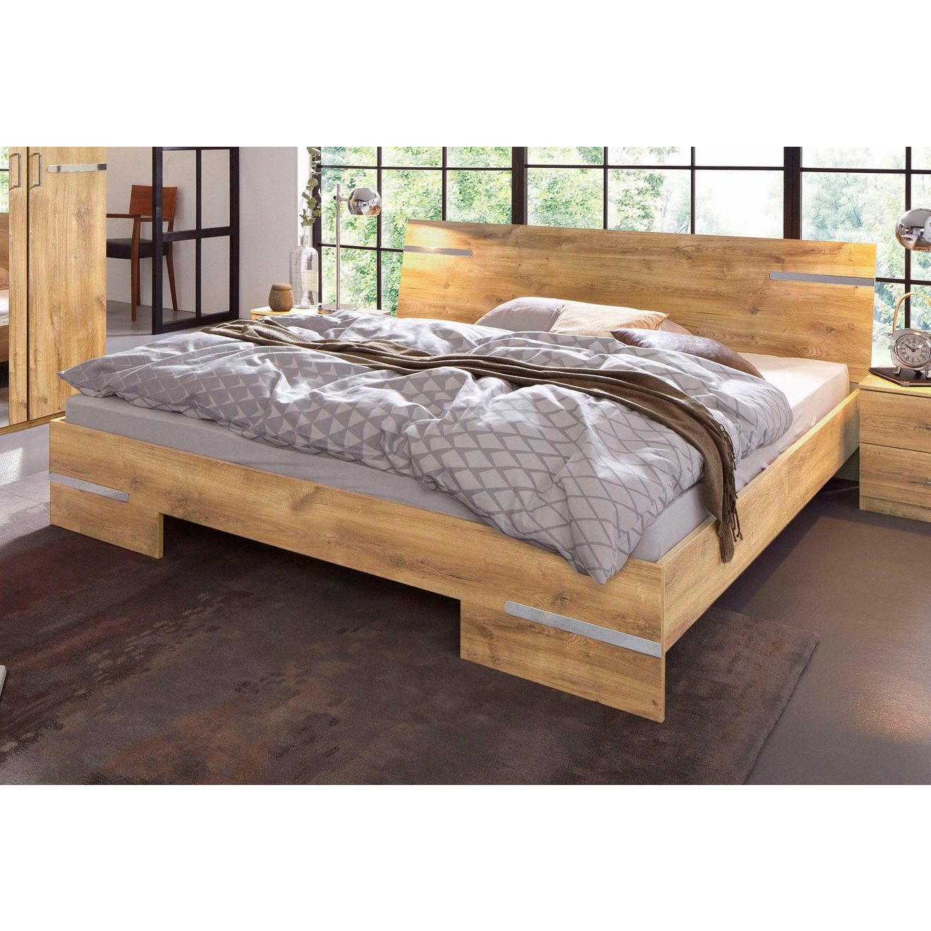 Wimex Futonbed Anna, Bed Made in Germany met chroomkleurige details in hoofd- en voetdeel, 3 breedtes om uit te kiezen