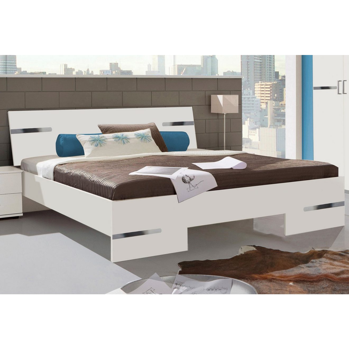 Wimex Futonbed Anna, Bed Made in Germany met chroomkleurige details in hoofd- en voetdeel, 3 breedtes om uit te kiezen