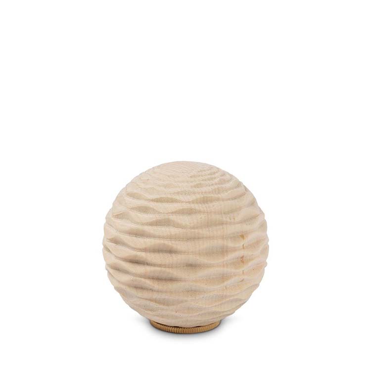 Urnwebshop Eikenhouten Mini Urn Bol met Ribbels Naturel (0.01 liter)