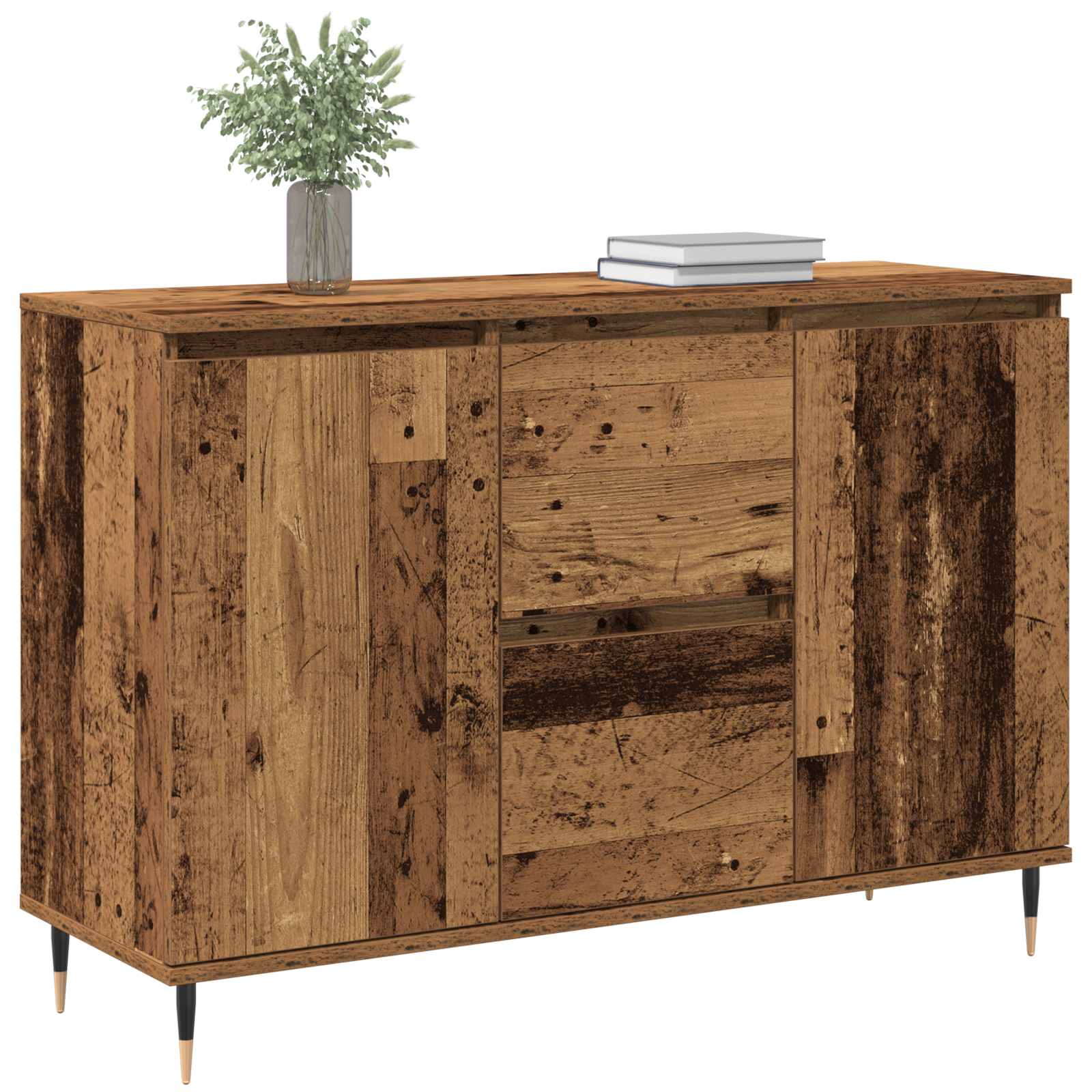 vidaXL Dressoir met deuren en lades 101,5x35x70 cm oud houtkleurig