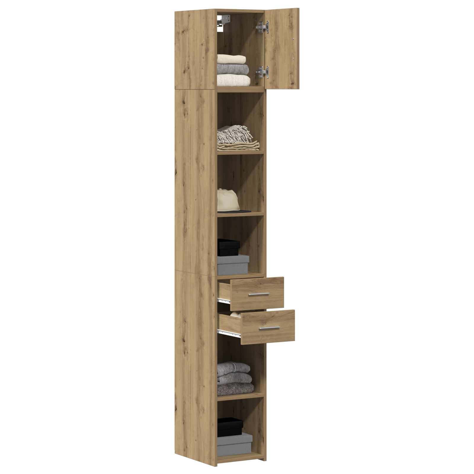 vidaXL Slanke Opbergkast Artisan Eiken 30x42.5x225 cm Bewerkt Hout