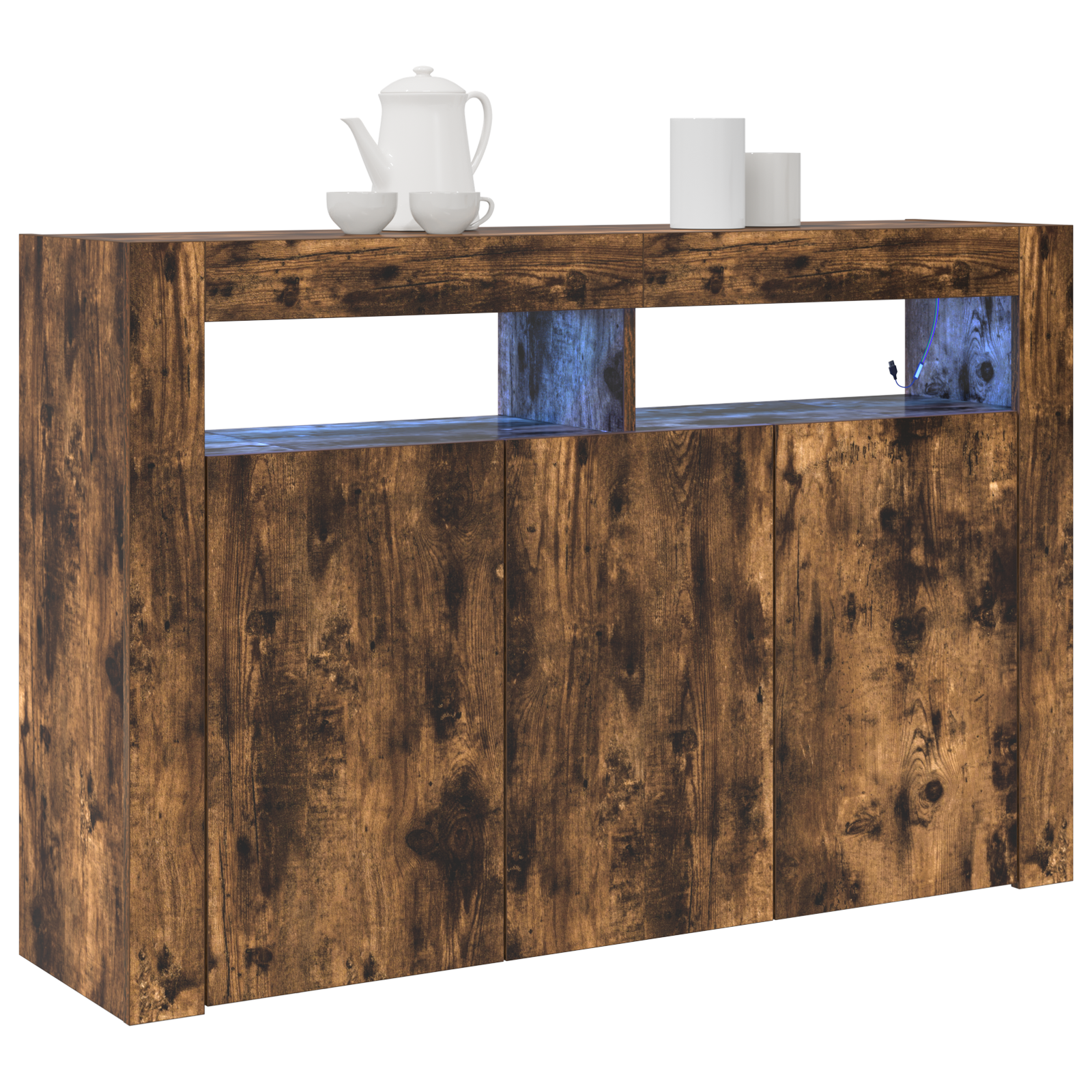 vidaXL Sideboard met LED Verlichting Rook Eik 116x30x75 cm