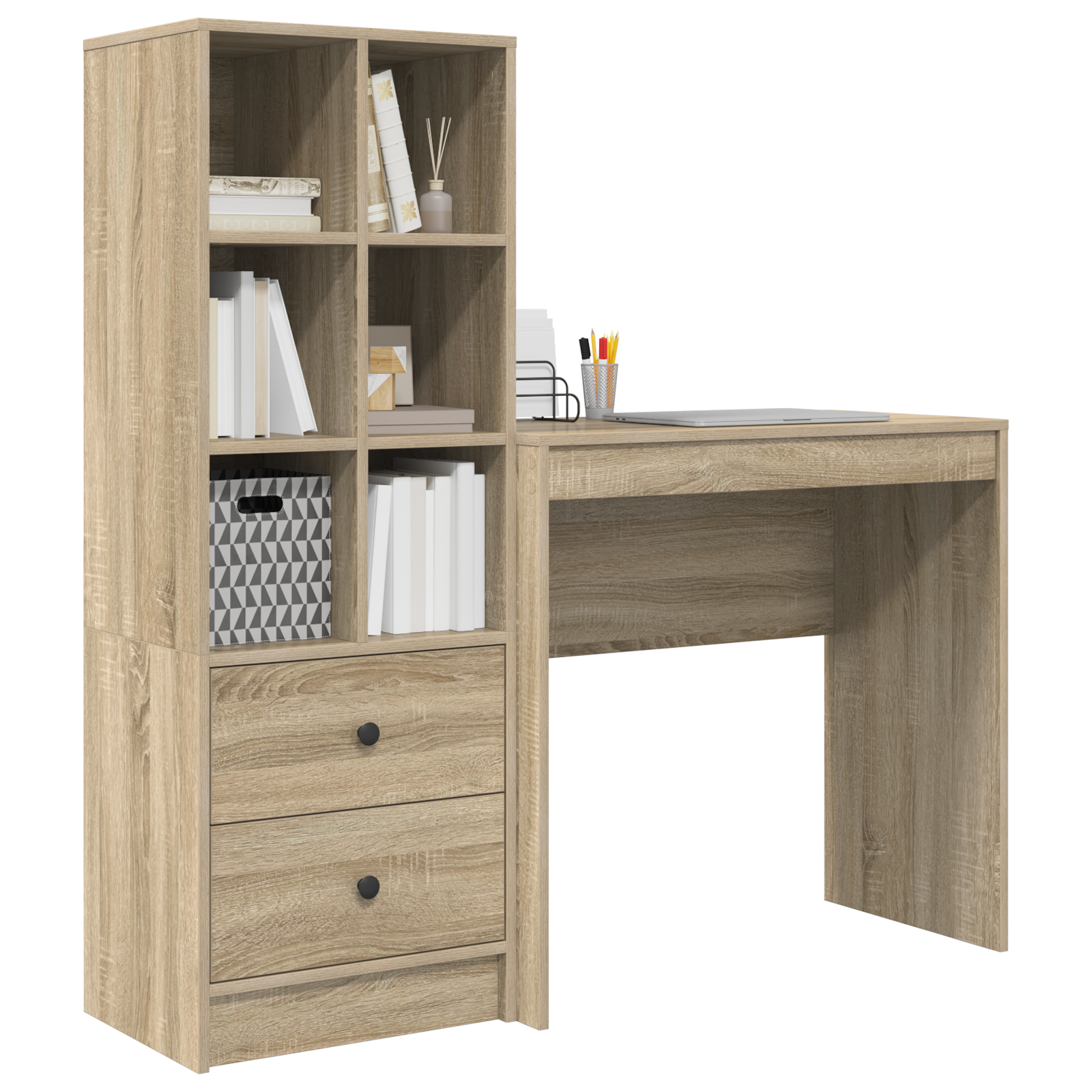 vidaXL Bureau met opslag in Sonoma eiken hout