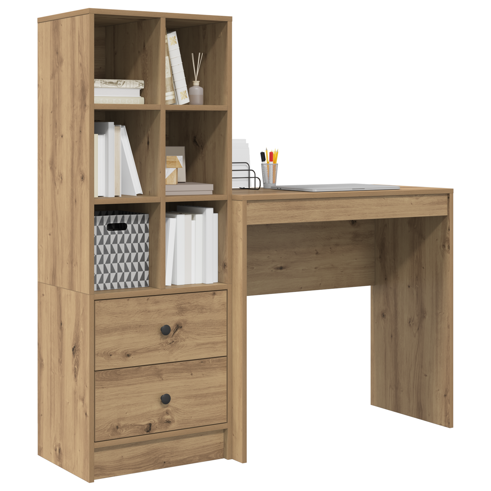 vidaXL Bureau met Opbergruimte in Artisan Eiken Hout