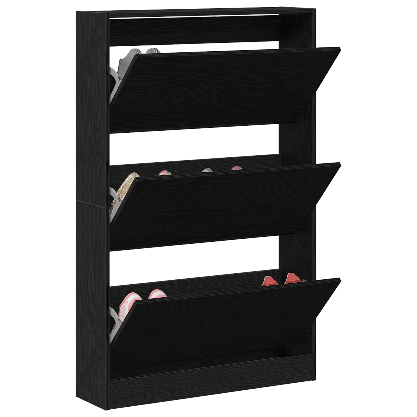 vidaXL Schoenenkast Zwart Eiken 80x21x125,5 cm Bewerkt Hout