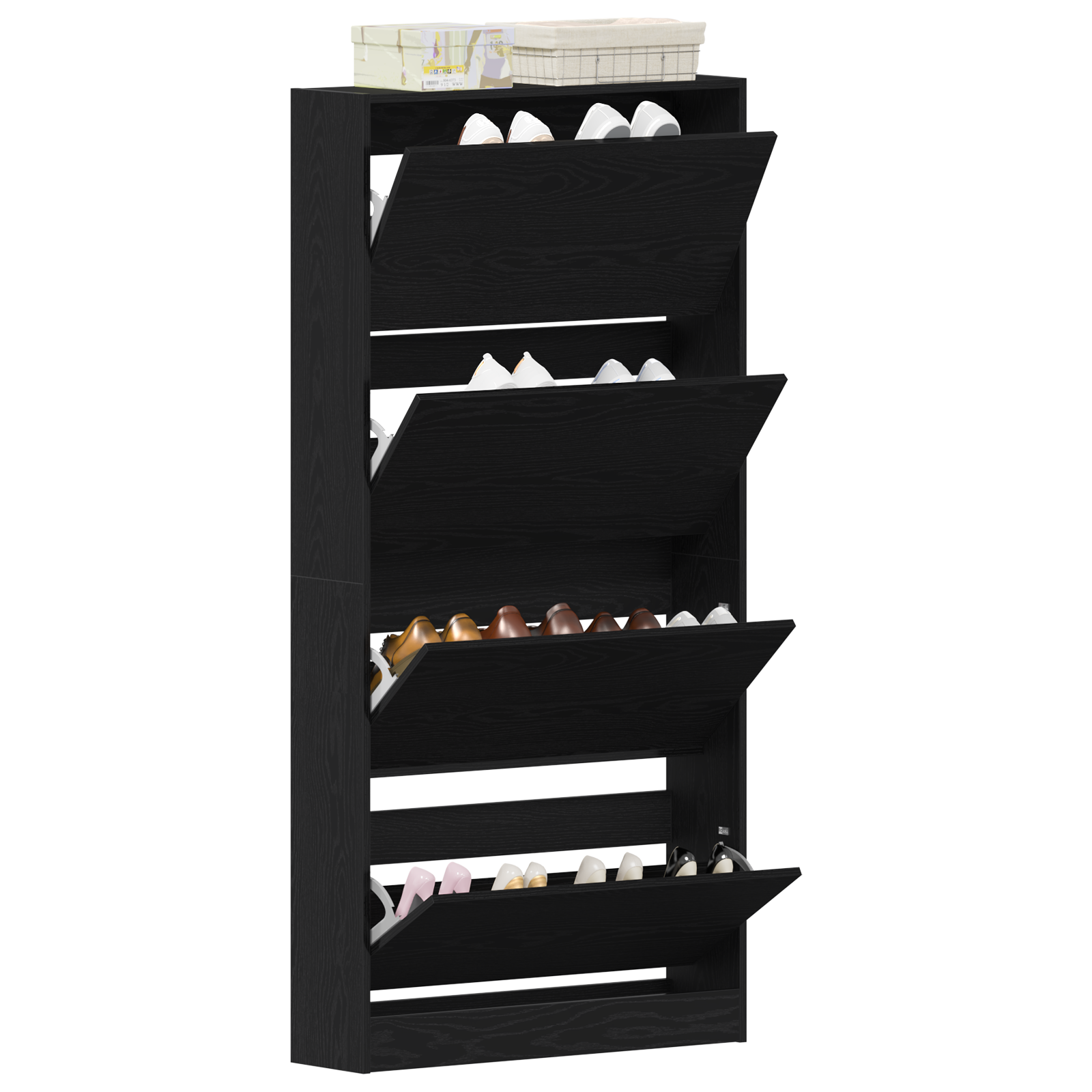 vidaXL Schoenenkast Zwart eiken Engineered wood 80 x 21 x 163.5 cm