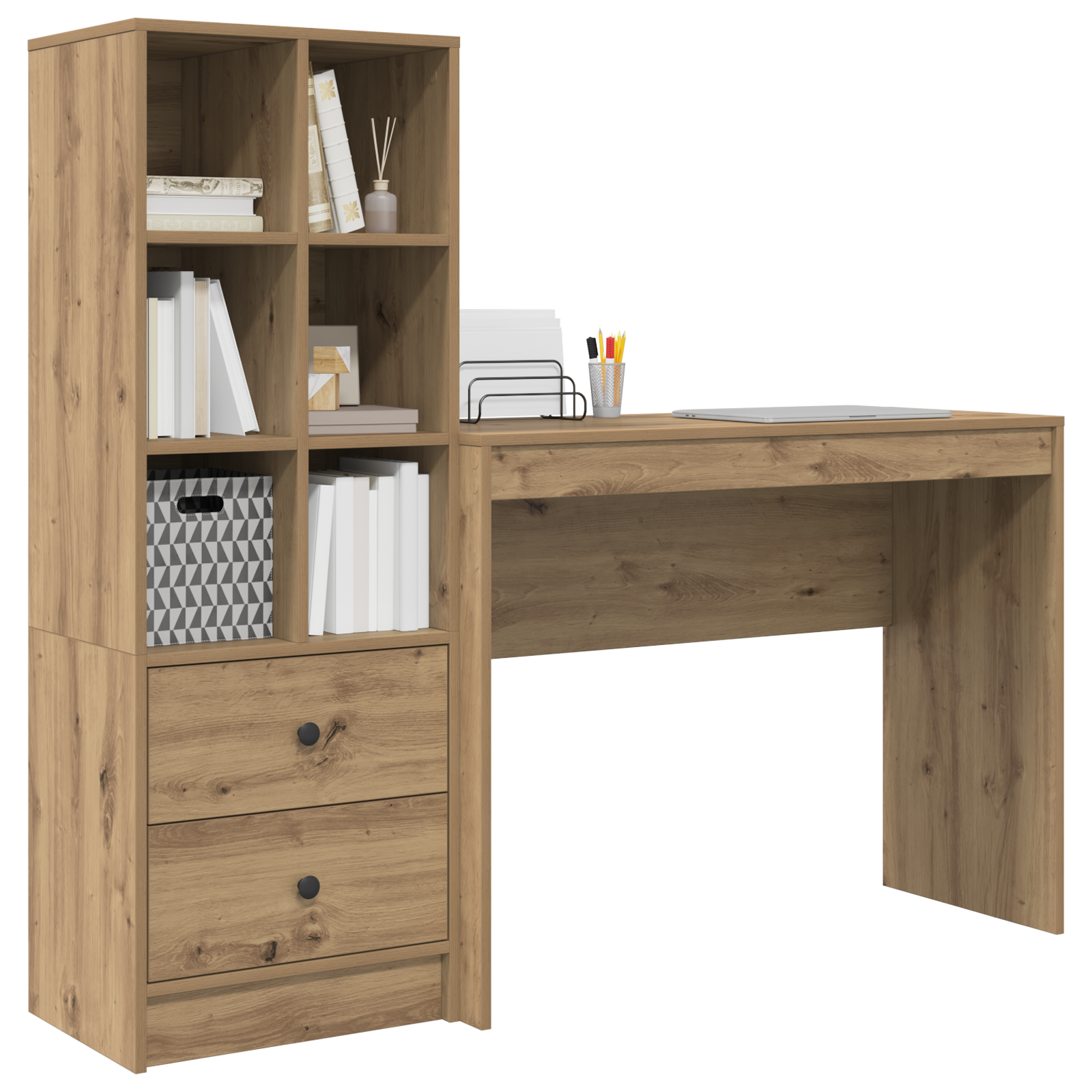 vidaXL Bureau met Opbergruimte in Artisan Eiken