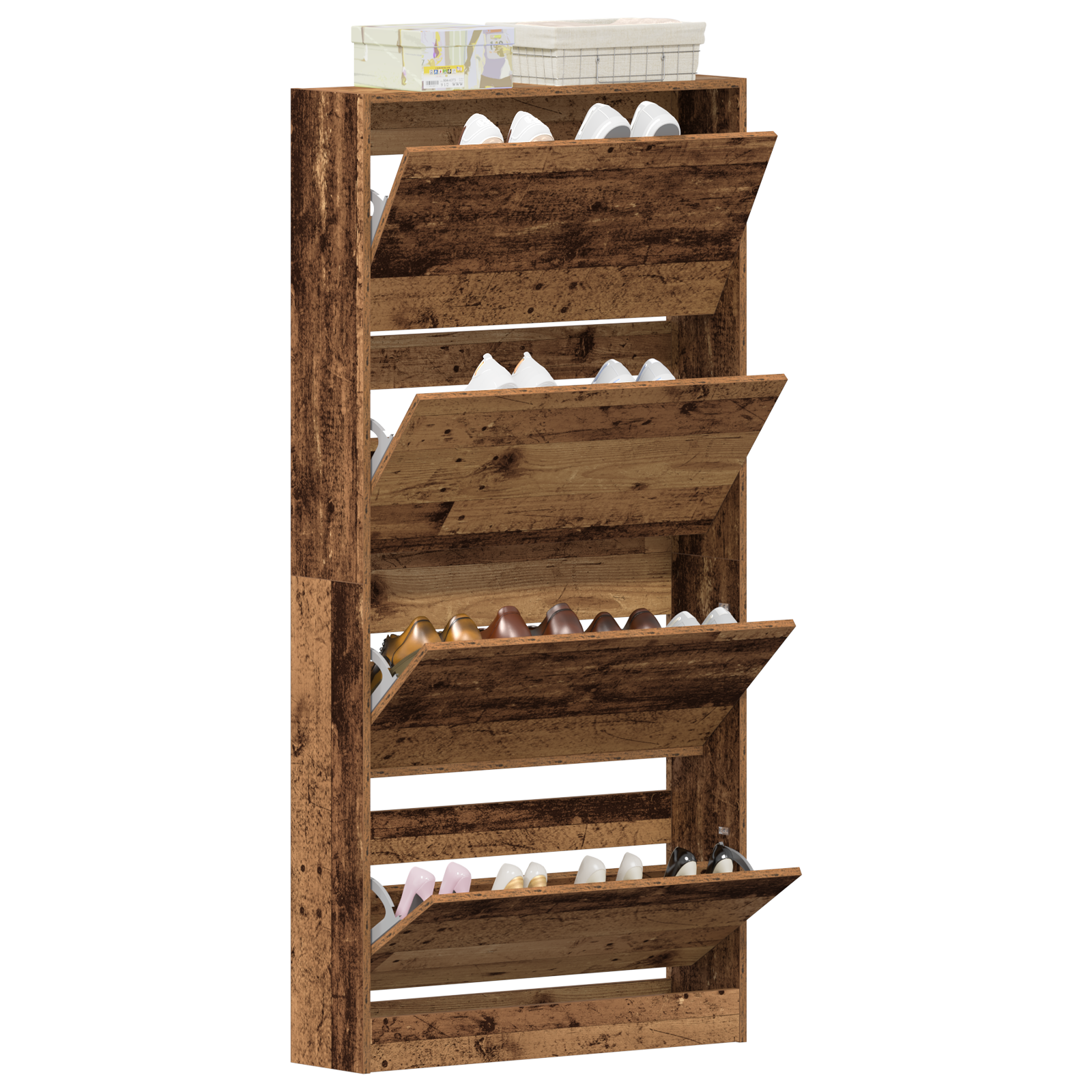 vidaXL Schoenenkast Verweerd hout Bewerkt hout 80 x 21 x 163.5 cm