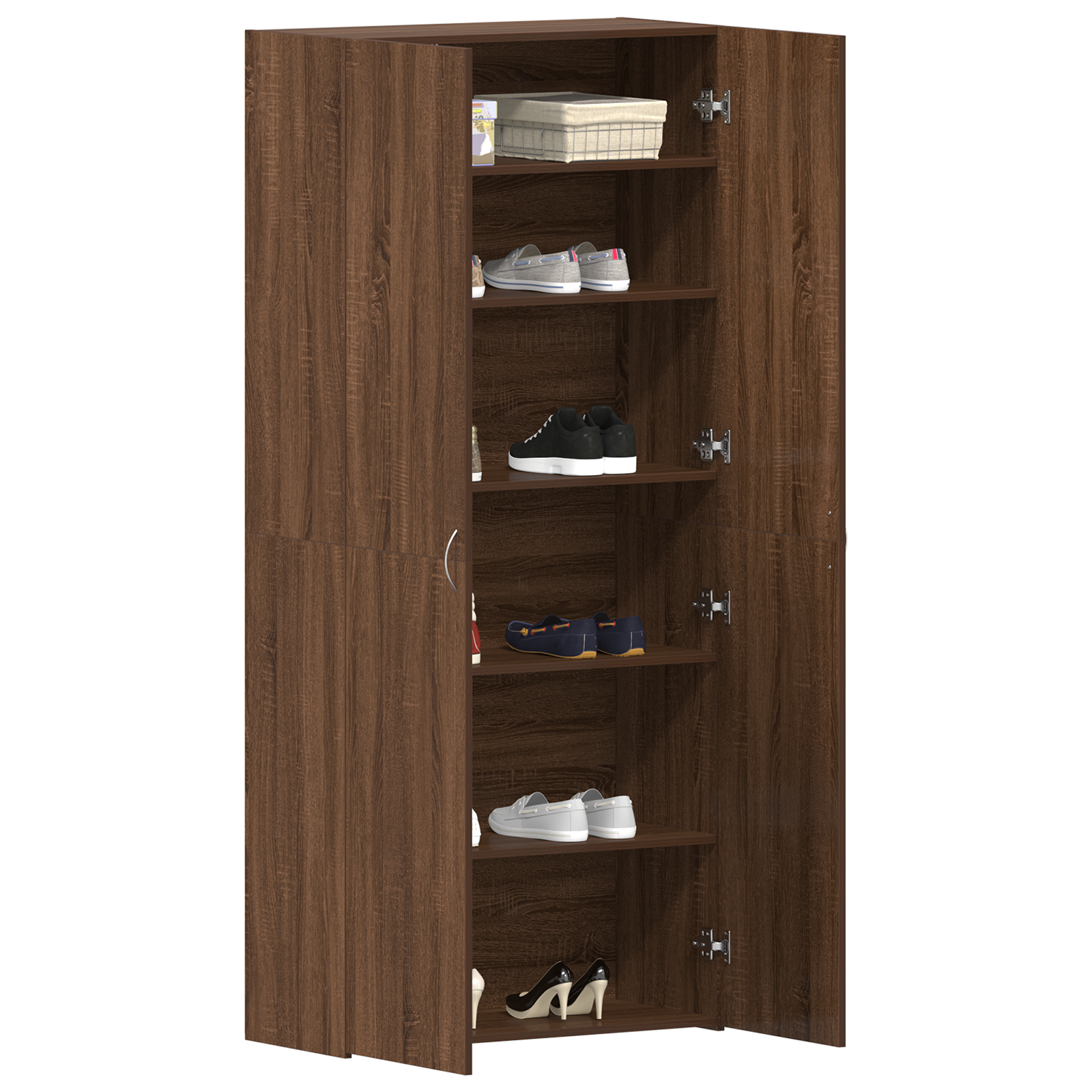 vidaXL Schoenenkast 80x35,5x180 cm bewerkt hout bruineiken