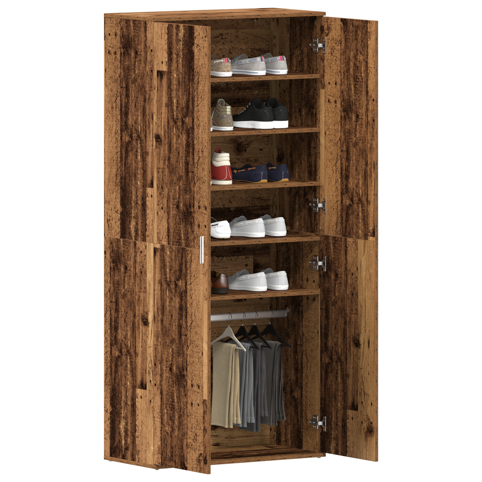vidaXL Schoenkast Oude Hout 80x39x180 cm GEFREESD HOUT