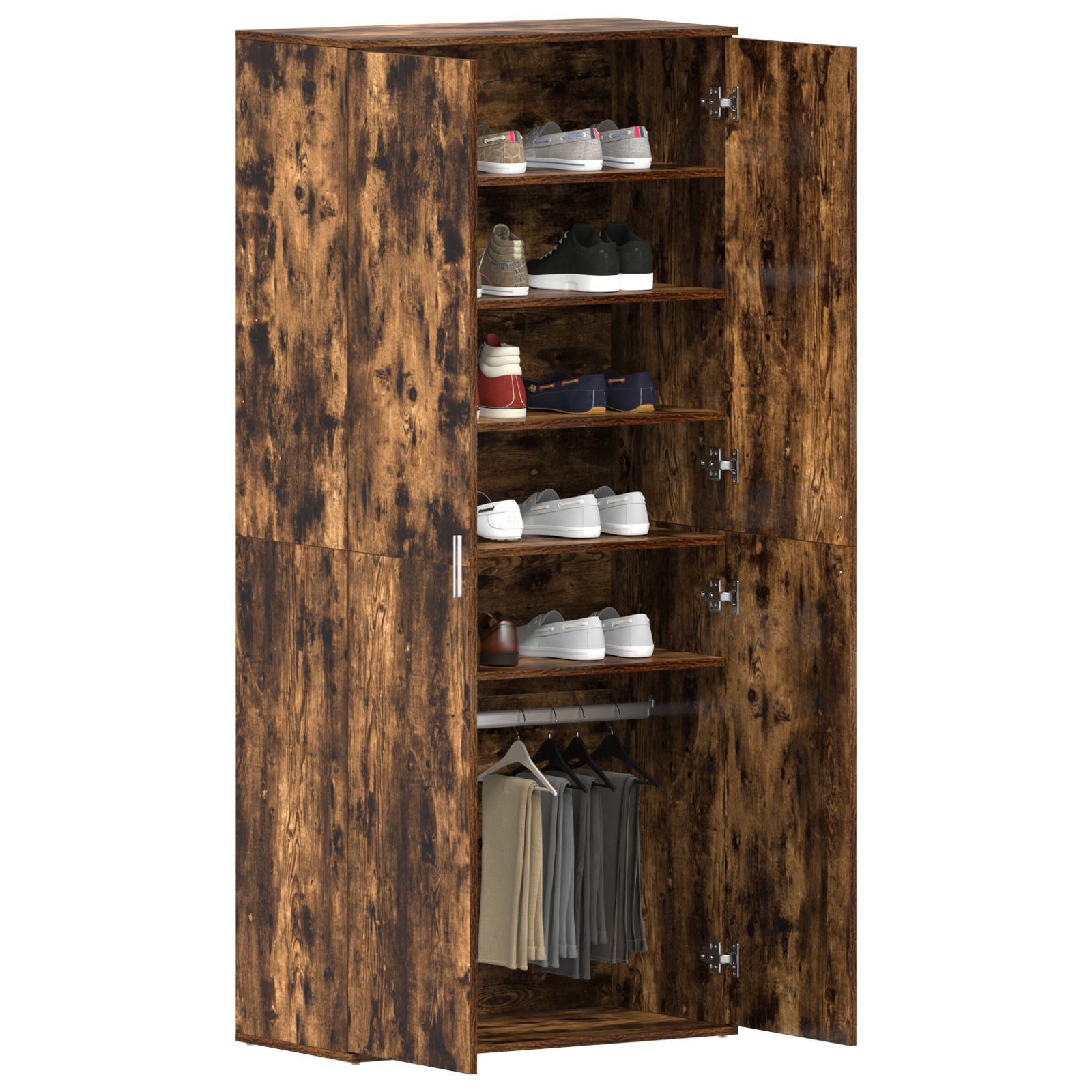 vidaXL Schoenenkast Gerookt Eikenhout 80x39x180 cm Geengineerd Hout