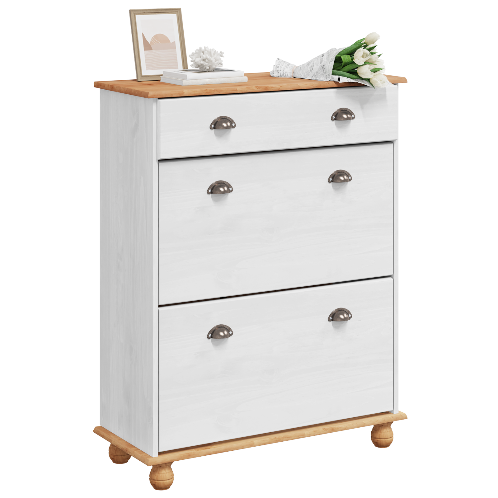 vidaXL Schoenkast ASKIM Wit 85x35x108 cm Massief Hout
