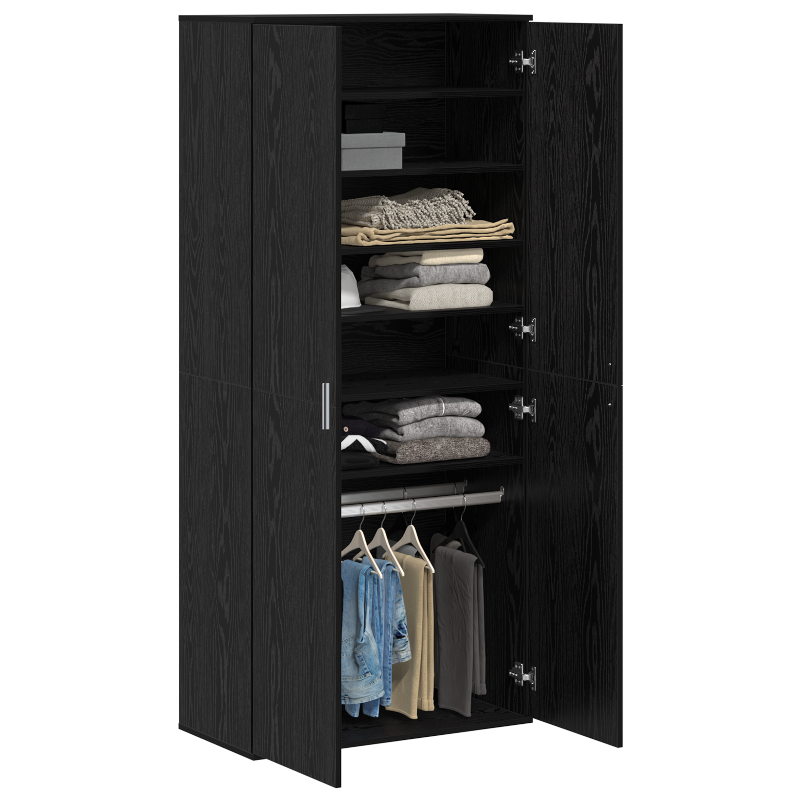 vidaXL Hoogboard Zwart Eiken 80x39x178 cm Geengineerd Hout
