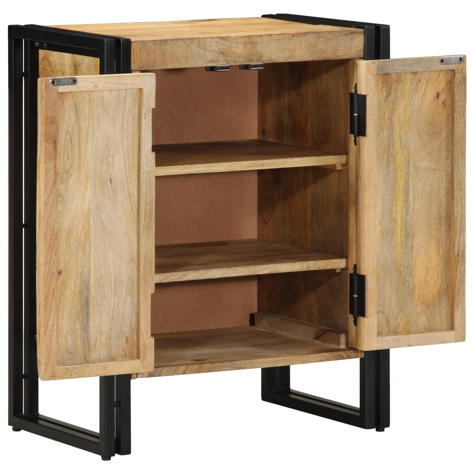 vidaXL Schoenenkast 30x30x40 cm massief mangohout en staal zwart