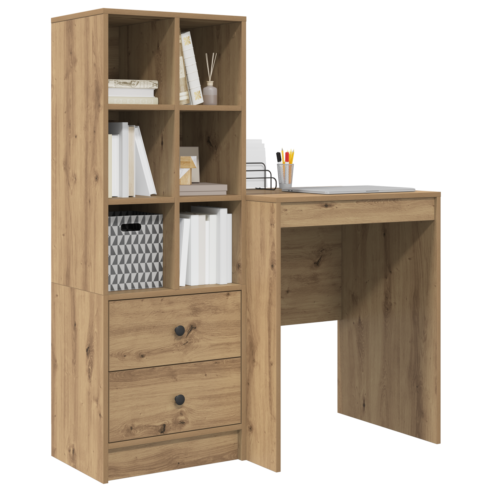 vidaXL Bureau met Opslag Artisan Eikenhout