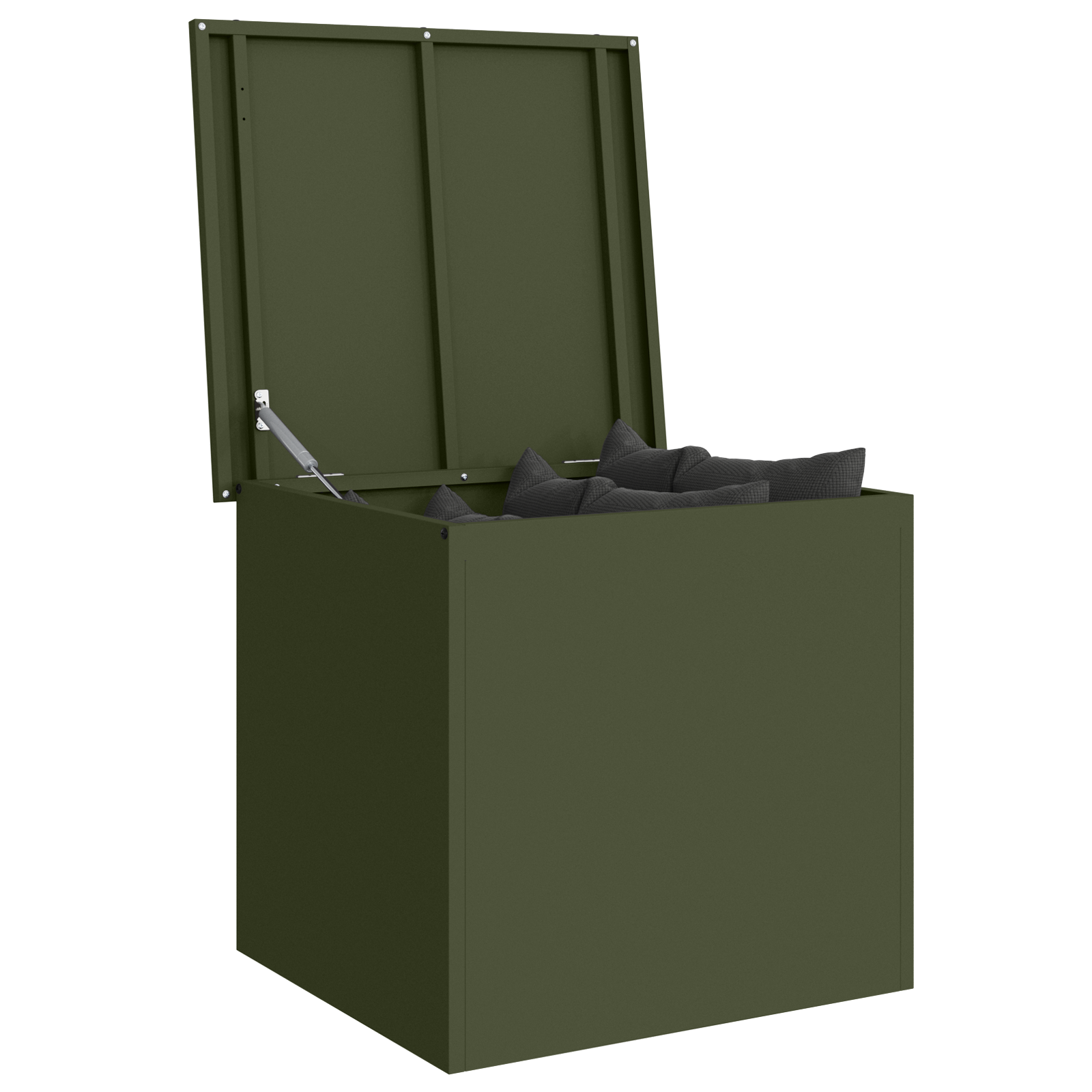 vidaXL Olijfgroene opbergbox voor buiten - 55 x 50,5 x 50 cm, van koudgewalst staal.