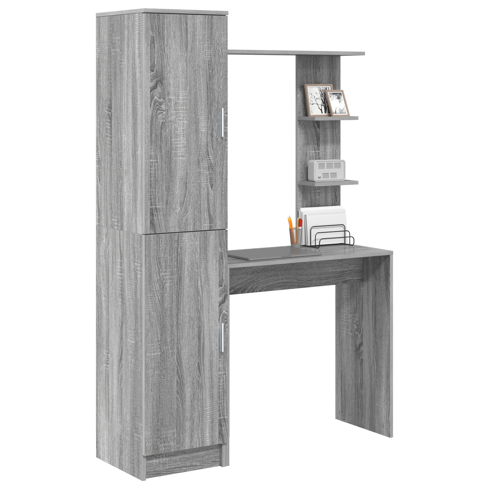vidaXL Bureau met Opbergruimte Grijs Sonoma Hout